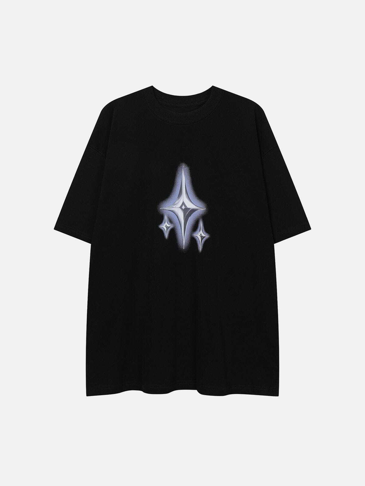 Y2K Star Print Cotton Tee - Trendy 90s Grunge Aesthetic Top for Summer Outfits & Casual Looks