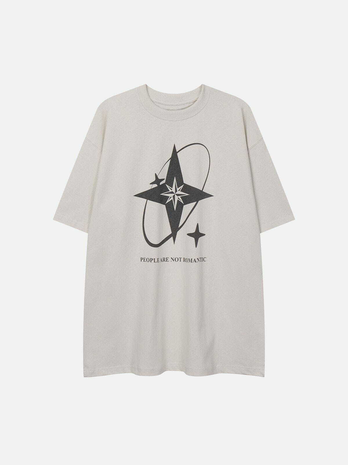 Y2K Star Print Cotton Tee - Trendy 90s Grunge Aesthetic Top for Summer Outfits & Casual Looks