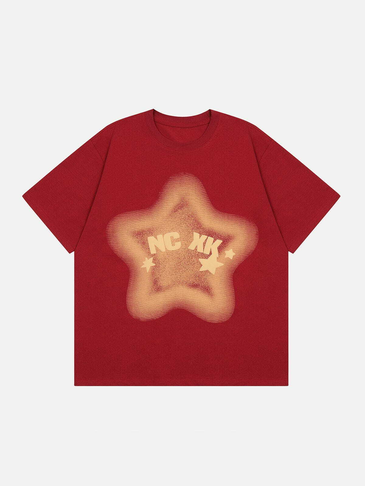 Y2K Star Print Tee: Vintage 90s Aesthetic, Grunge Style, Perfect for Summer Outfits & Casual Looks