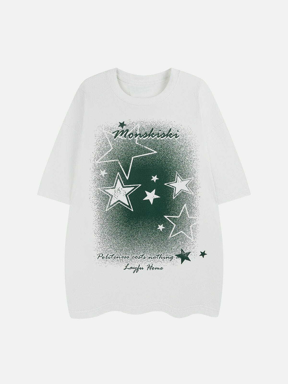 Y2K Star Print Tee: Vintage 90s Grunge Aesthetic, Perfect for Summer Outfits & Casual Looks