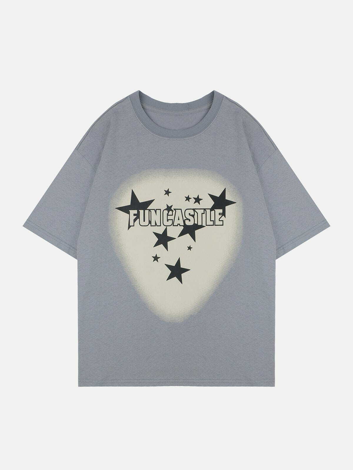 Y2K Star Print Tee: Vintage 90s Grunge Aesthetic, Perfect for Summer Outfits & Casual Looks