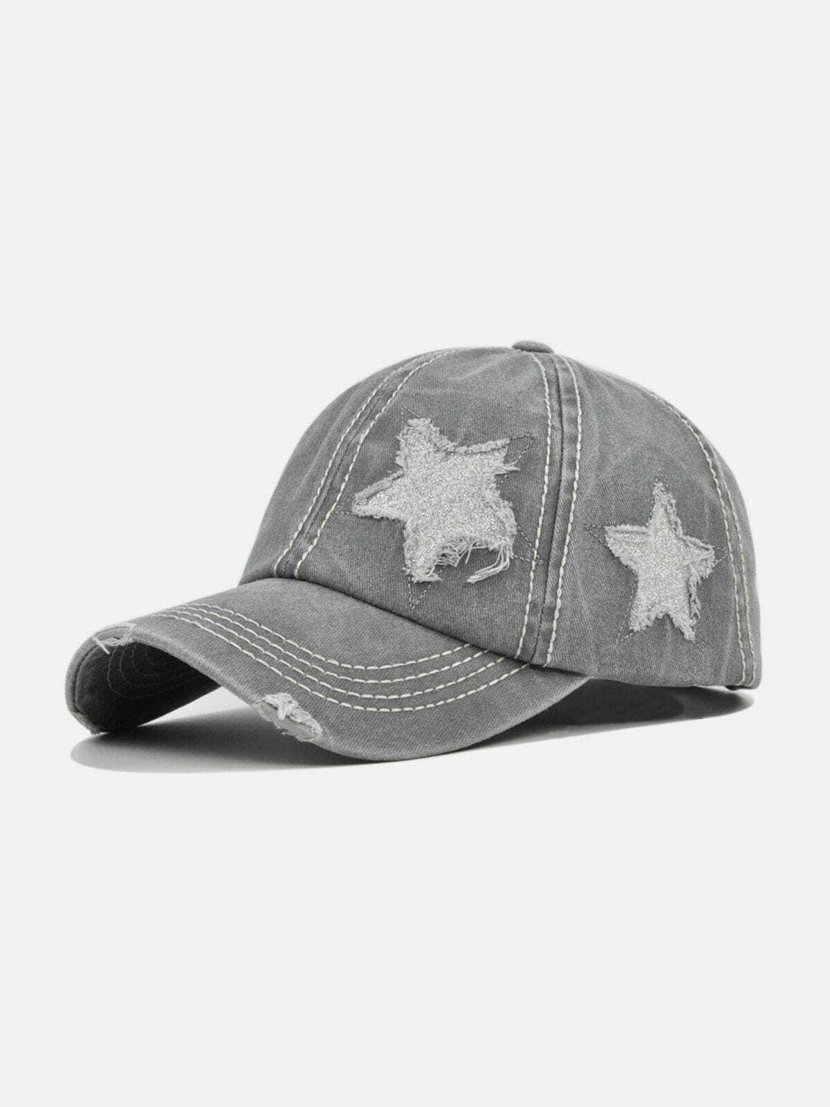 Y2K Star Washed Trucker Hat - Vintage 90s Grunge Aesthetic for Summer Outfits & Casual Looks