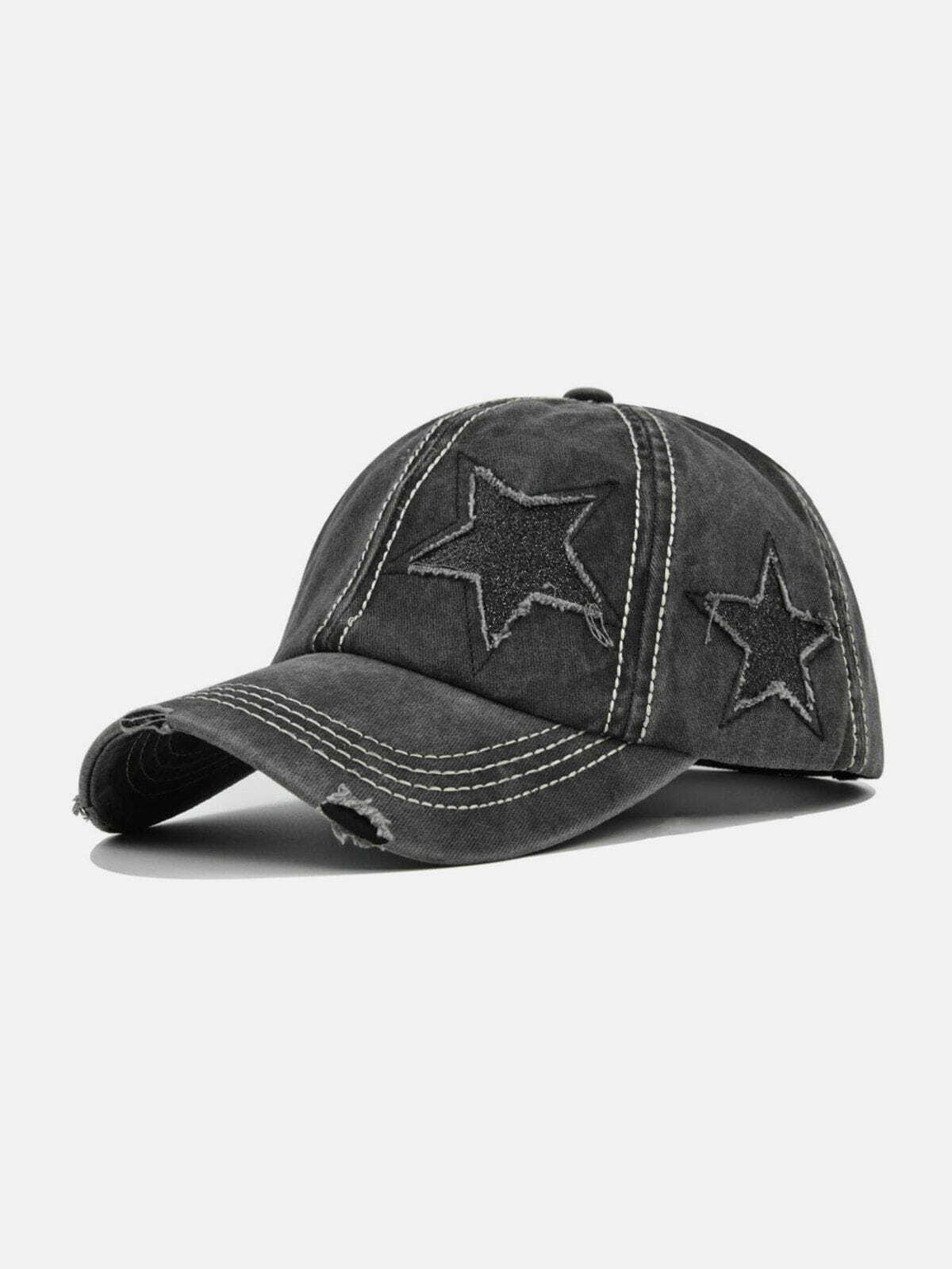 Y2K Star Washed Trucker Hat - Vintage 90s Grunge Aesthetic for Summer Outfits & Casual Looks