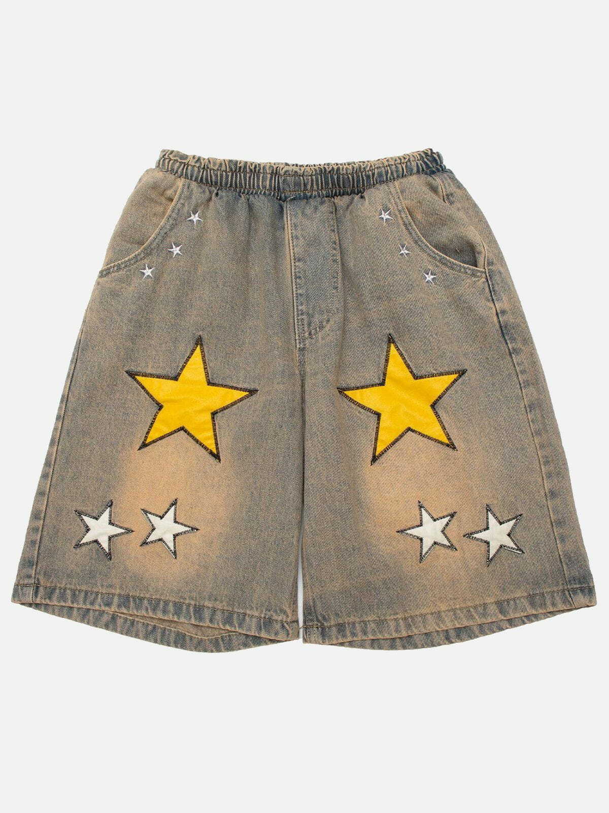 Y2K Stars and Letter Shorts: Trendy 90s Grunge Aesthetic for Summer Outfits & Casual Vibes