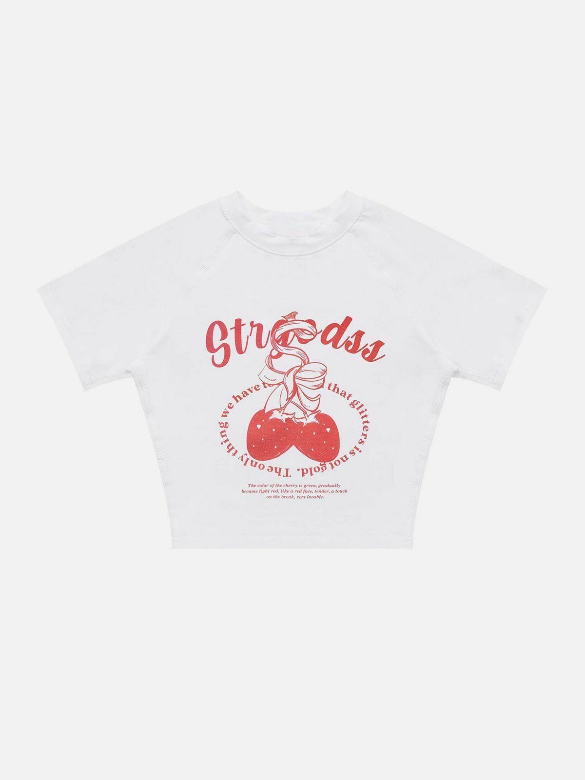 Y2K Strawberry Print Tee - Cute Summer Outfit, Grunge Aesthetic, 90s Style, Trendy Crop Top