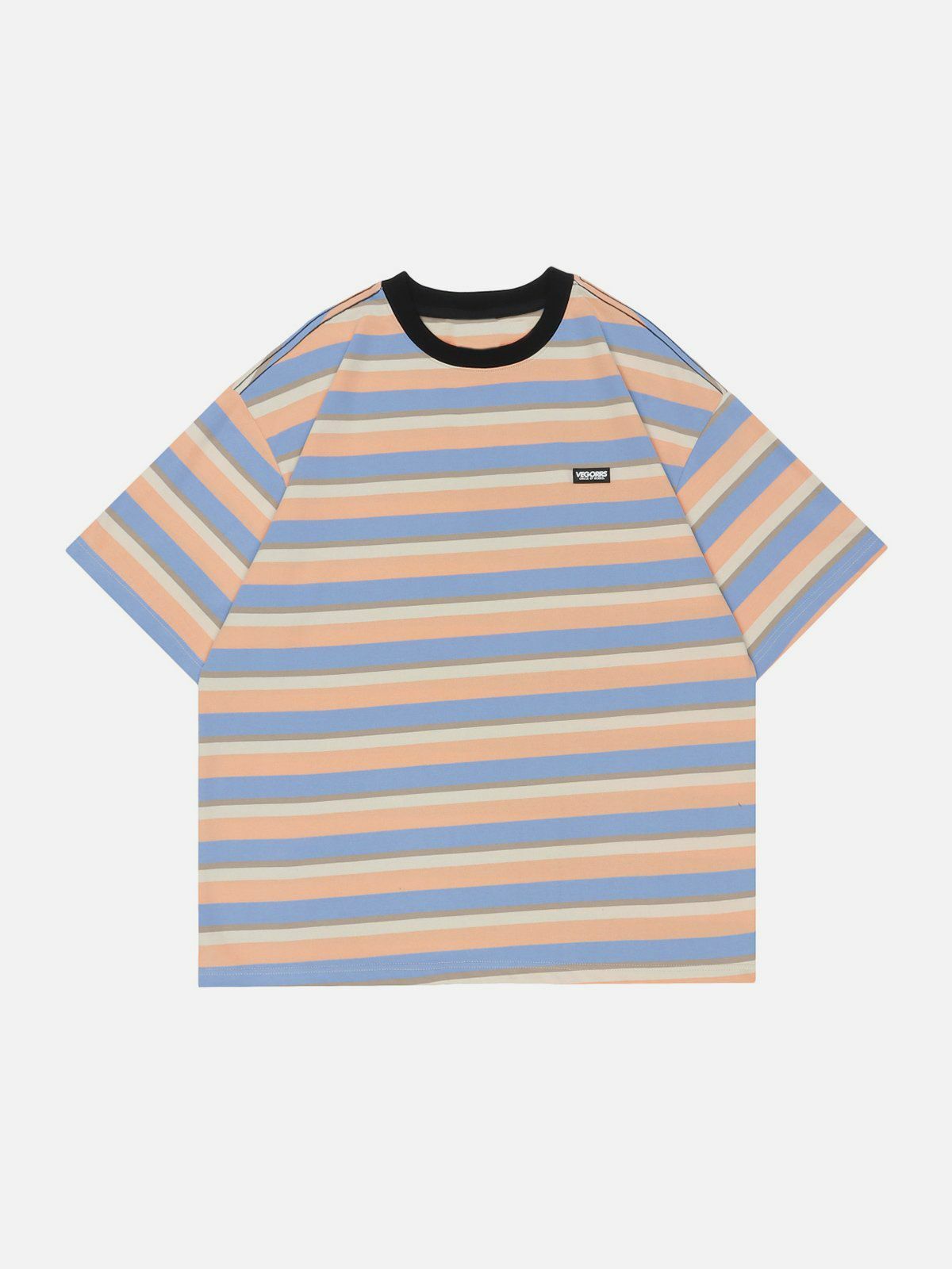 Y2K Striped Contrast Tee - Vintage 90s Aesthetic Top for Grunge & Summer Outfits