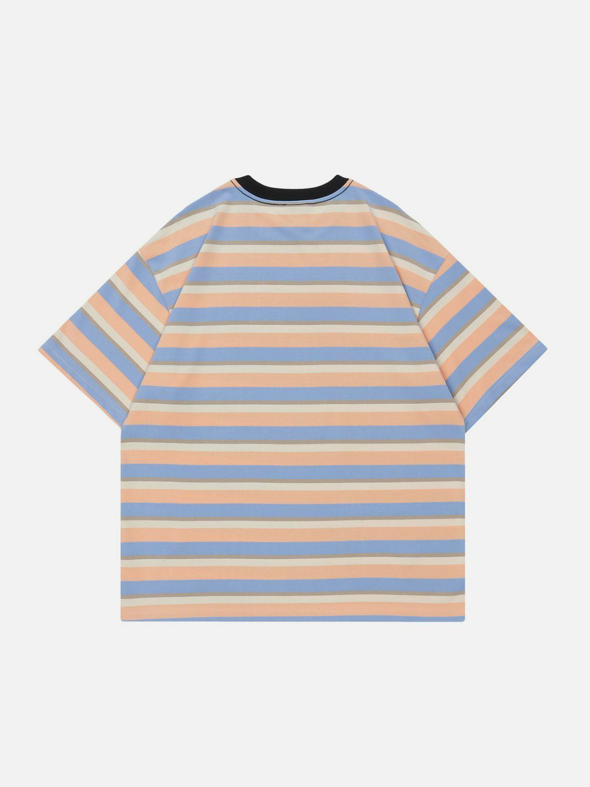 Y2K Striped Contrast Tee - Vintage 90s Aesthetic Top for Grunge & Summer Outfits