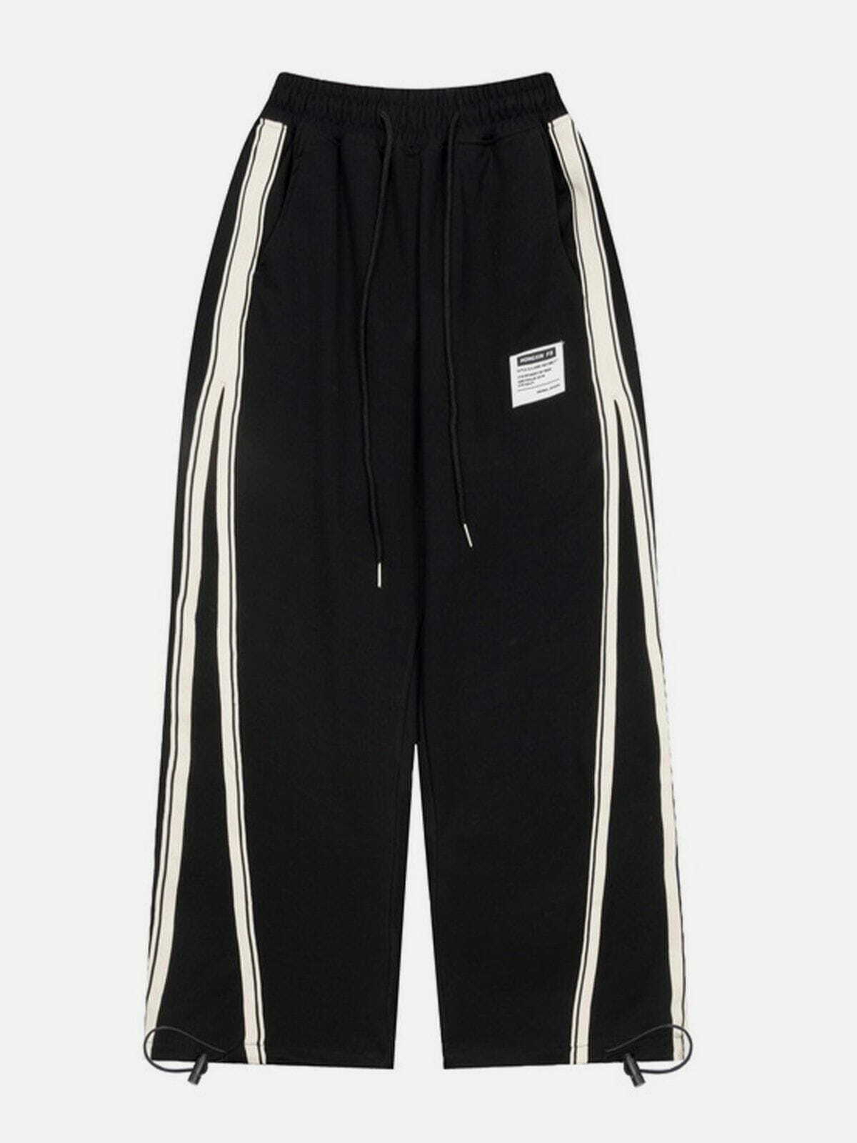 Y2K Striped Drawstring Cargo Sweatpants for Grunge & 90s Fashion Aesthetic Outfits