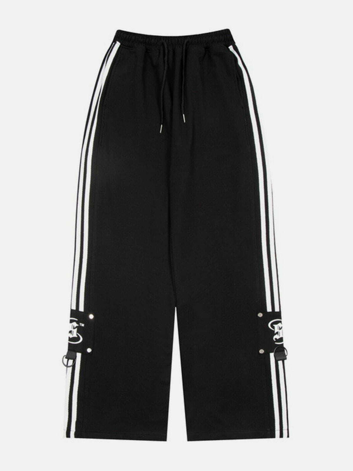 Y2K Striped Drawstring Sweatpants for Grunge Aesthetic, 90s Style, and Casual Summer Outfits