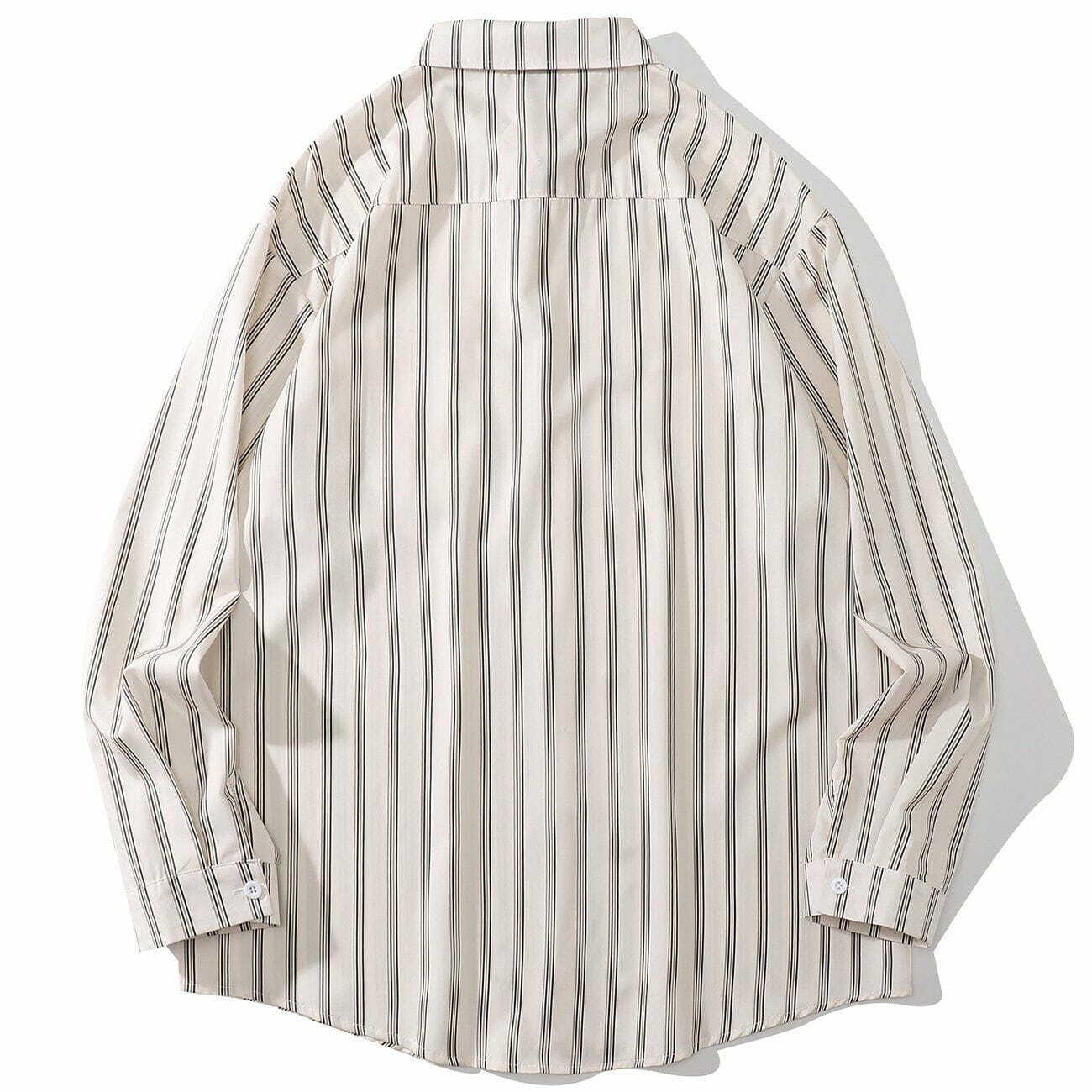 Y2K Striped Long Sleeve Shirt - Vintage 90s Aesthetic Top for Grunge & Casual Summer Outfits