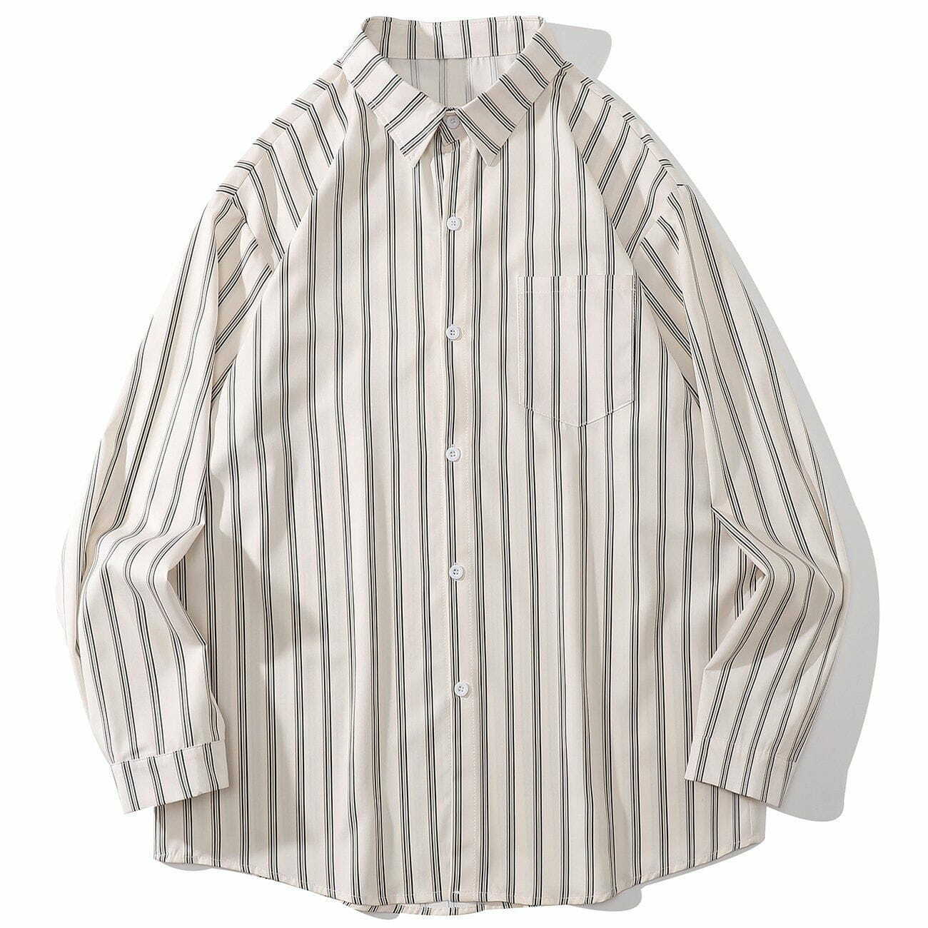 Y2K Striped Long Sleeve Shirt - Vintage 90s Aesthetic Top for Grunge & Casual Summer Outfits