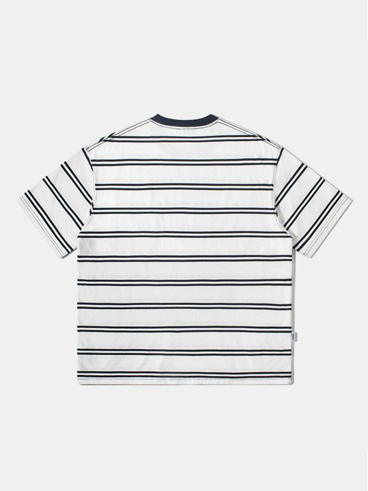 Y2K Striped Patch Pocket Tee - Vintage 90s Grunge Style Top for Effortless Summer Outfits