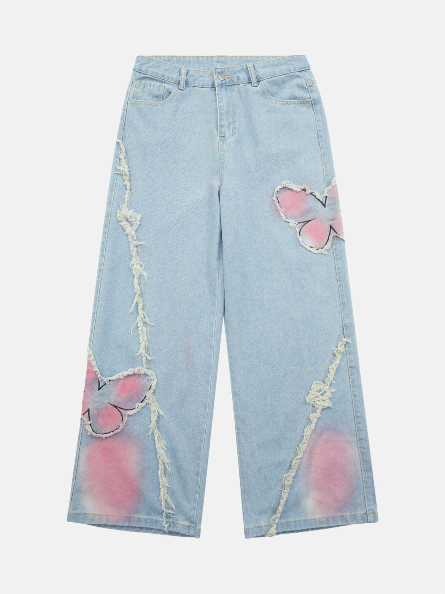 Y2K Tie-Dye Butterfly Embroidered Baggy Jeans for Grunge Aesthetic Summer Outfits