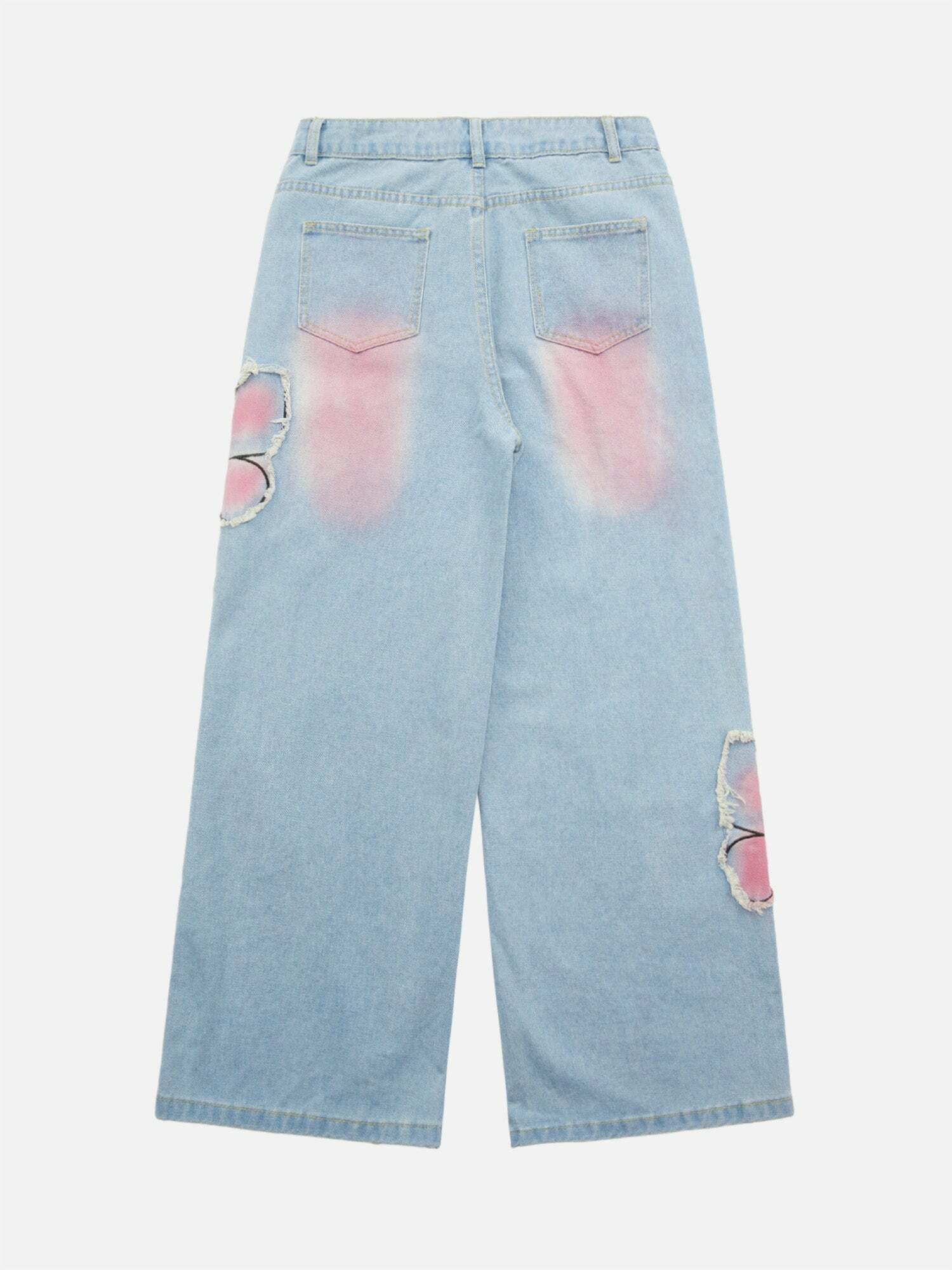 Y2K Tie-Dye Butterfly Embroidered Baggy Jeans for Grunge Aesthetic Summer Outfits