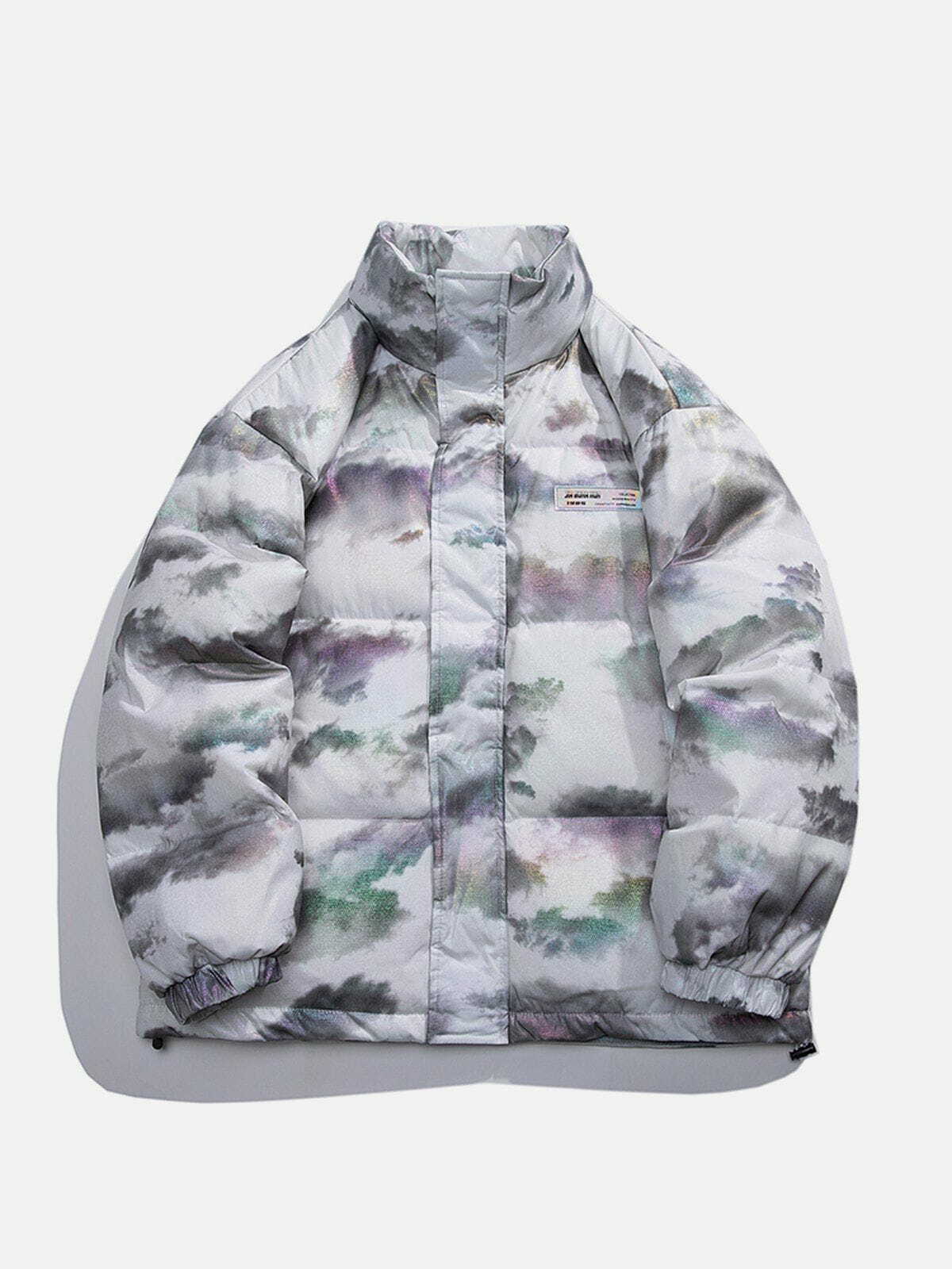 Y2K Tie Dye Camouflage Winter Coat - Trendy Grunge Style for Aesthetic Outfits and Cold Weather