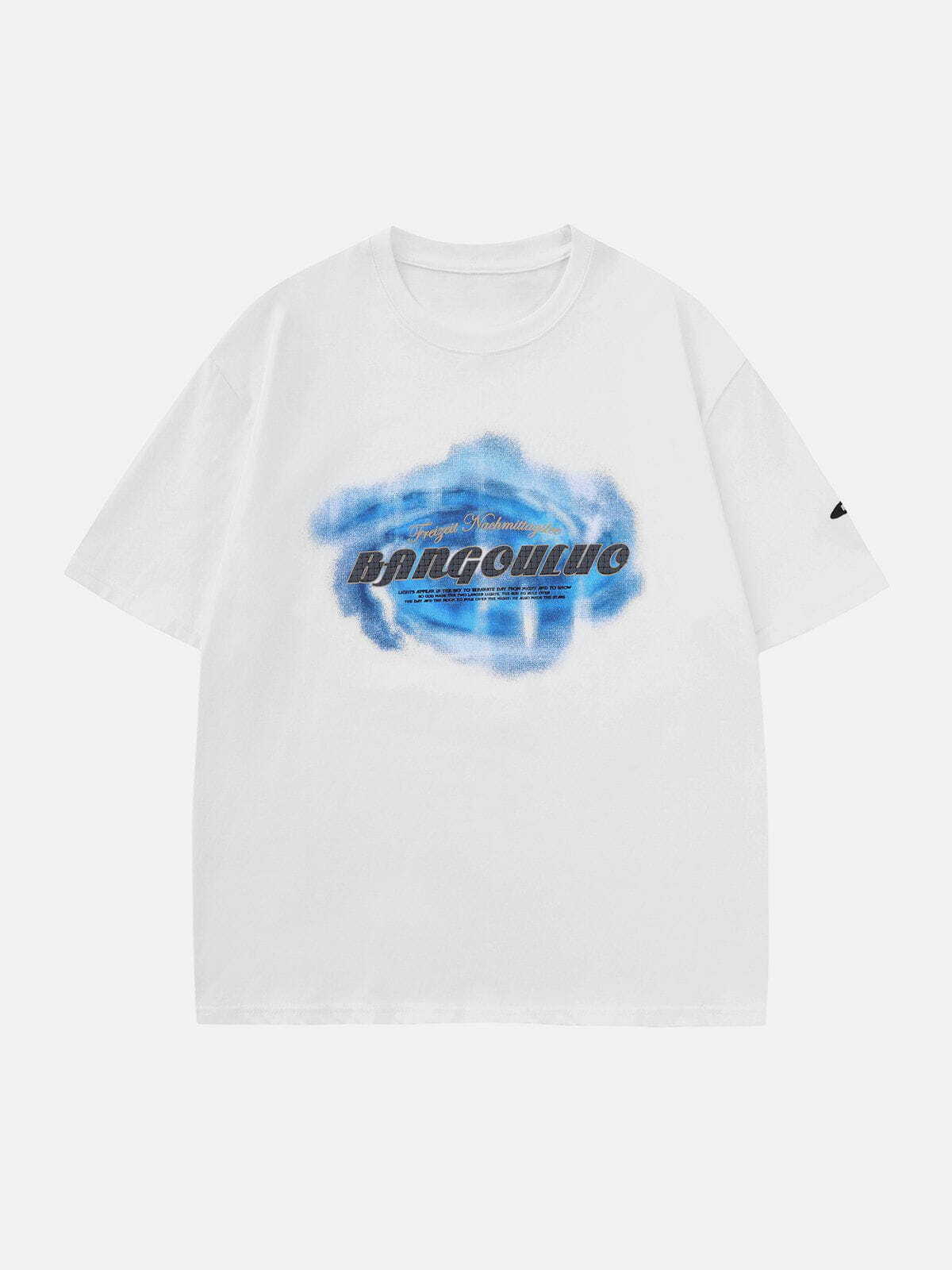 Y2K Tie-Dye Letters Print Tee - Vintage 90s Grunge Aesthetic Top for Summer Outfits