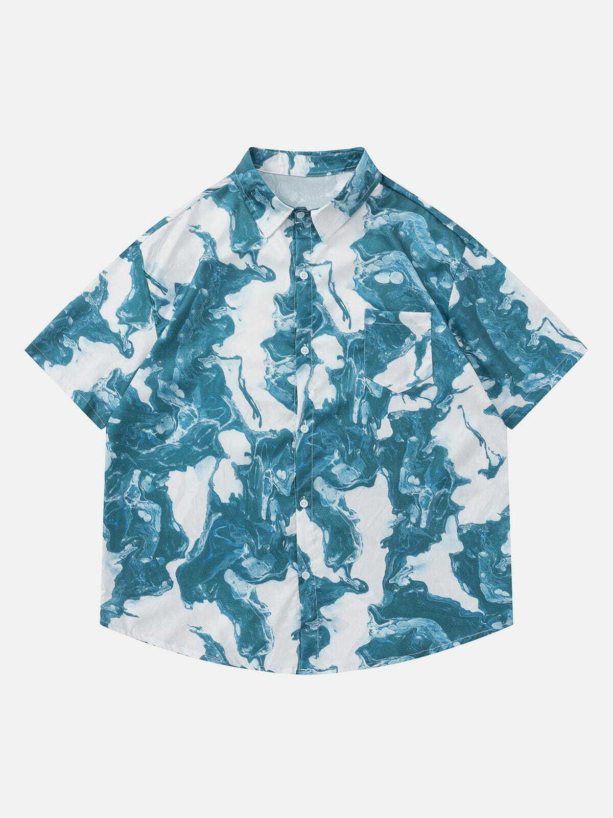 Y2K Tie Dye Marbling Short Sleeve Shirt - Trendy Summer Outfit for Grunge & Coquette Aesthetic