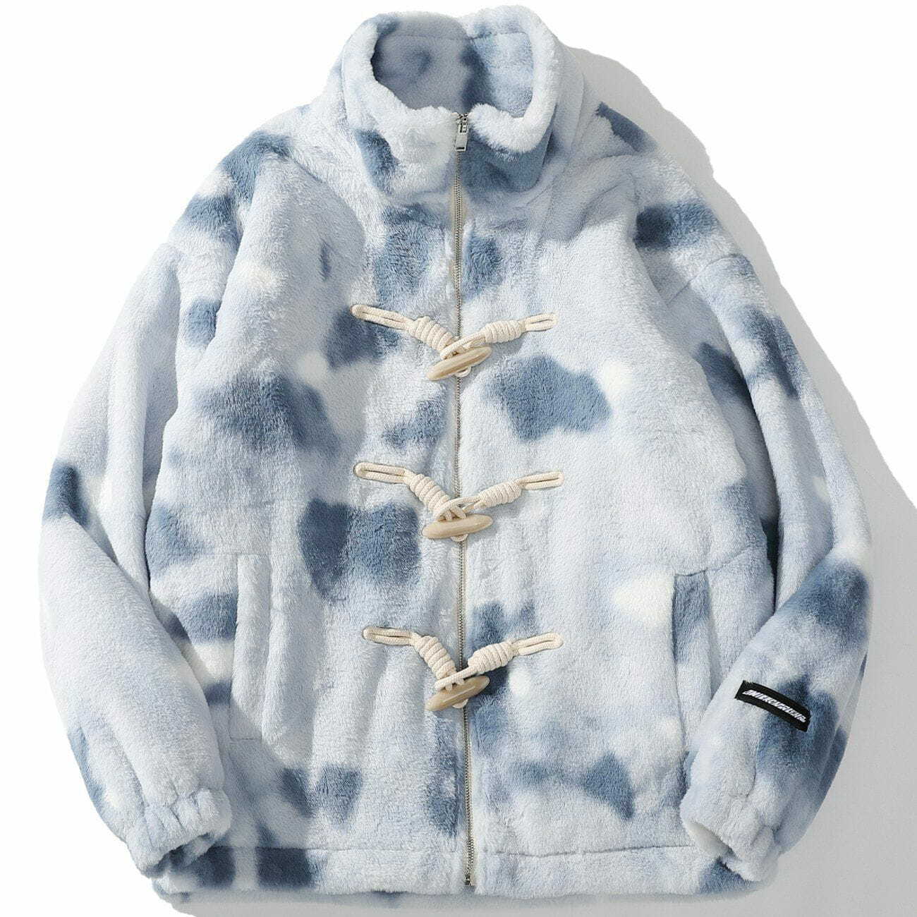 Y2K Tie Dye Sherpa Coat - Cozy Grunge Winter Outerwear for 2000s Fashion Lovers