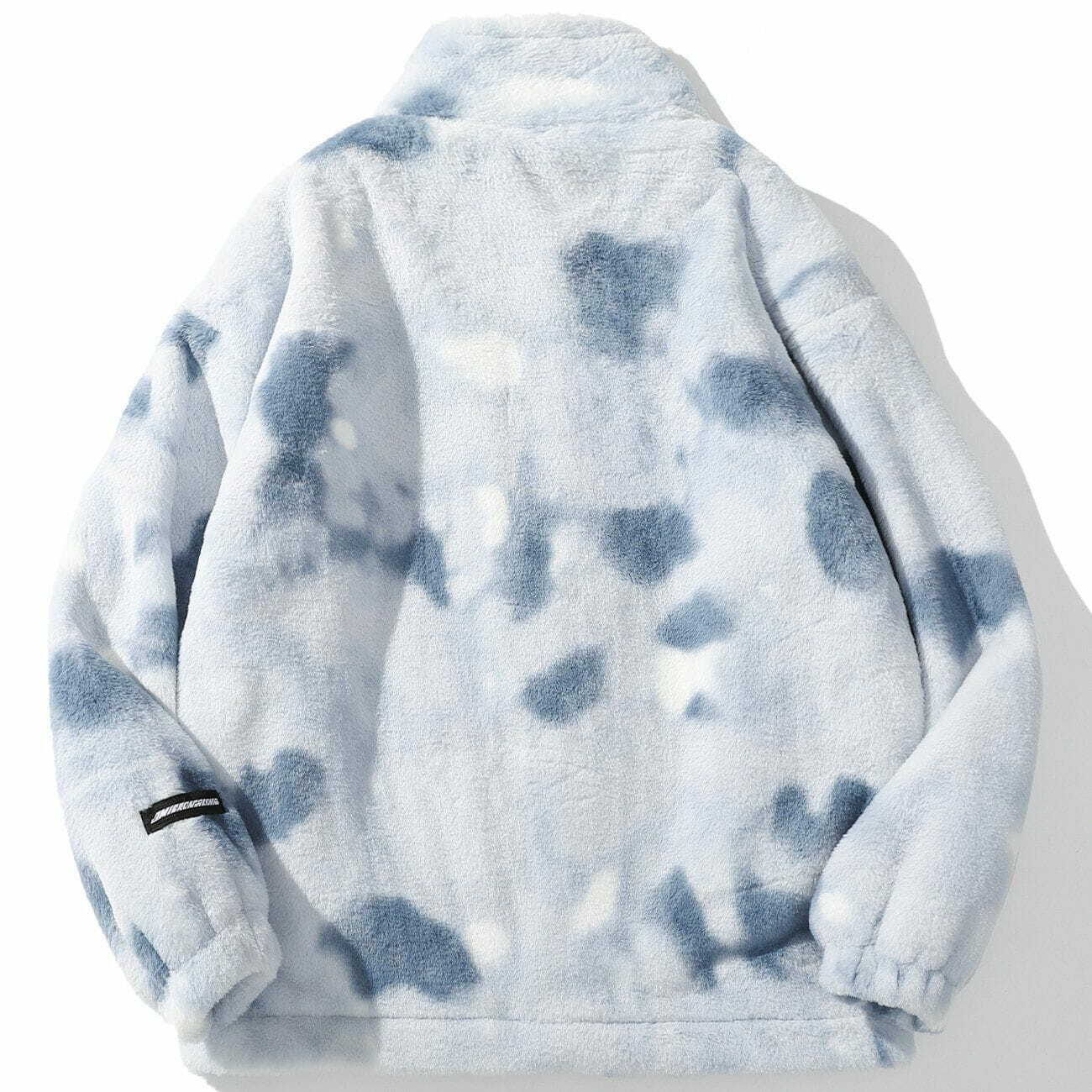 Y2K Tie Dye Sherpa Coat - Cozy Grunge Winter Outerwear for 2000s Fashion Lovers