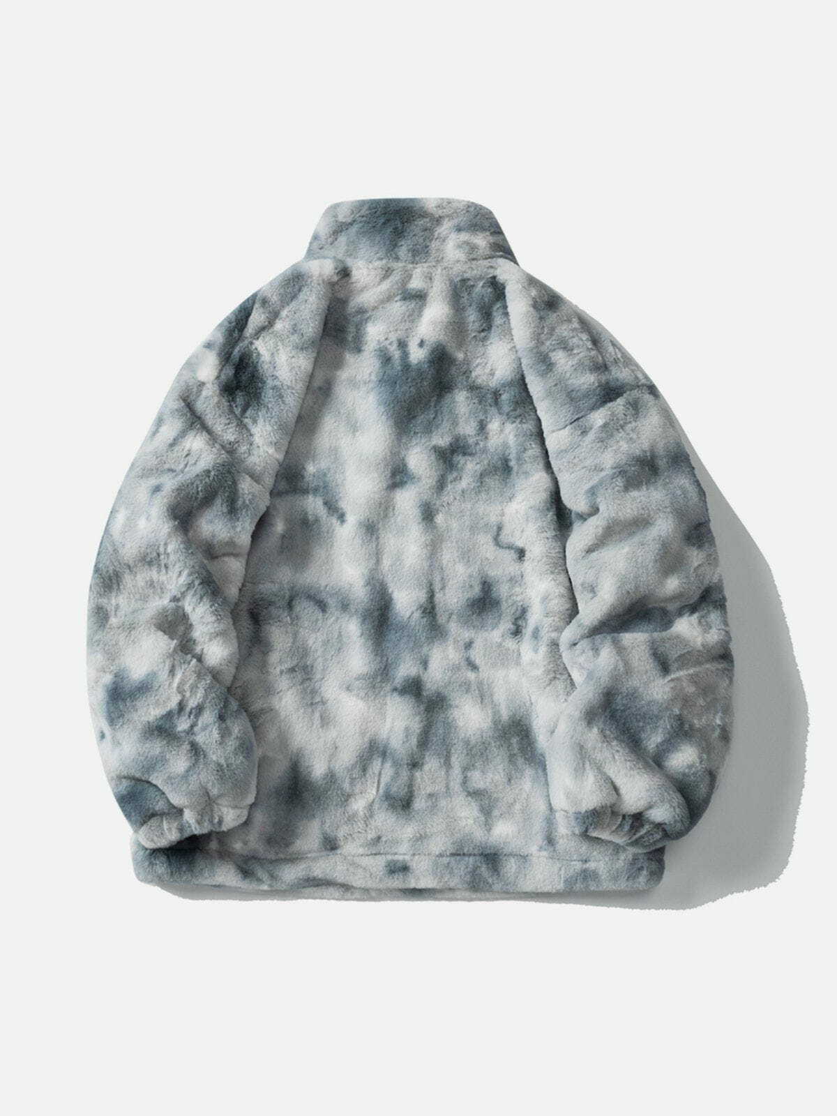 Y2K Tie Dye Sherpa Coat with Embroidered Wings - Perfect for Grunge and 2000s Fashion Lovers