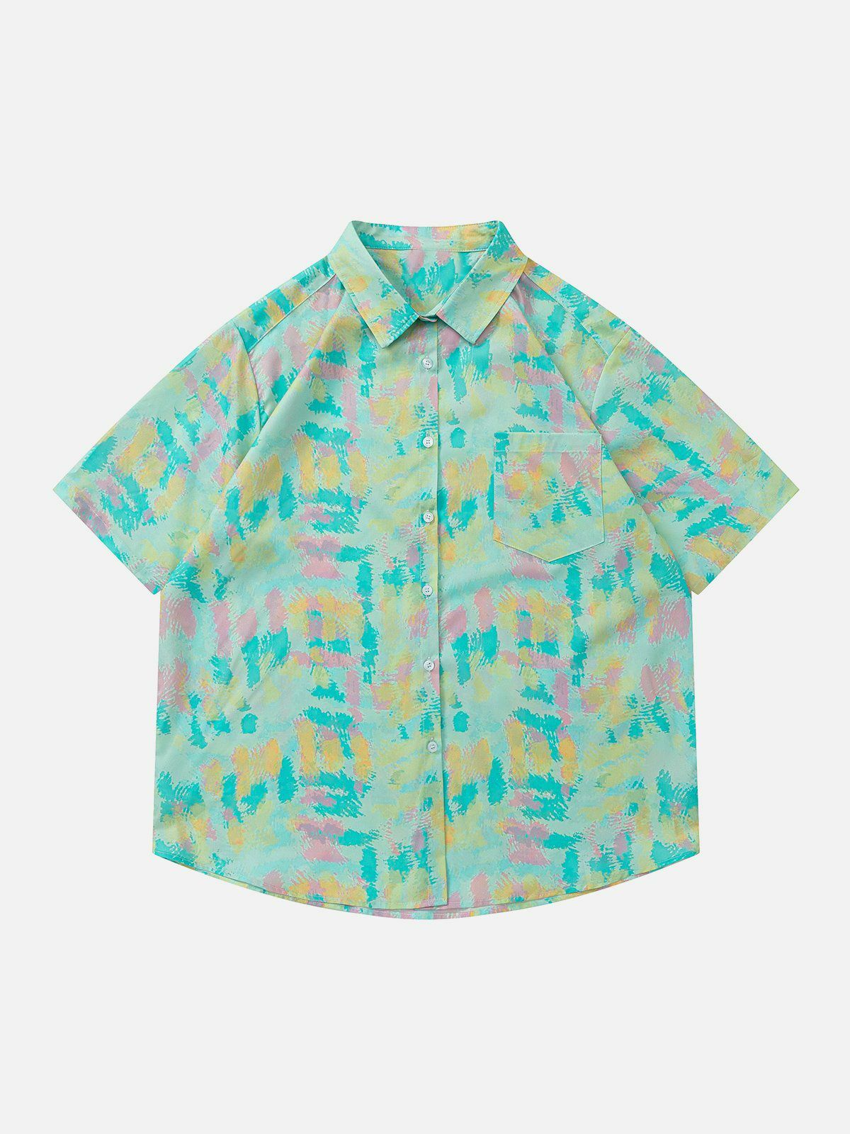 Y2K Tie-Dye Short Sleeve Shirt - Trendy 90s Aesthetic Top for Summer Outfits & Grunge Style