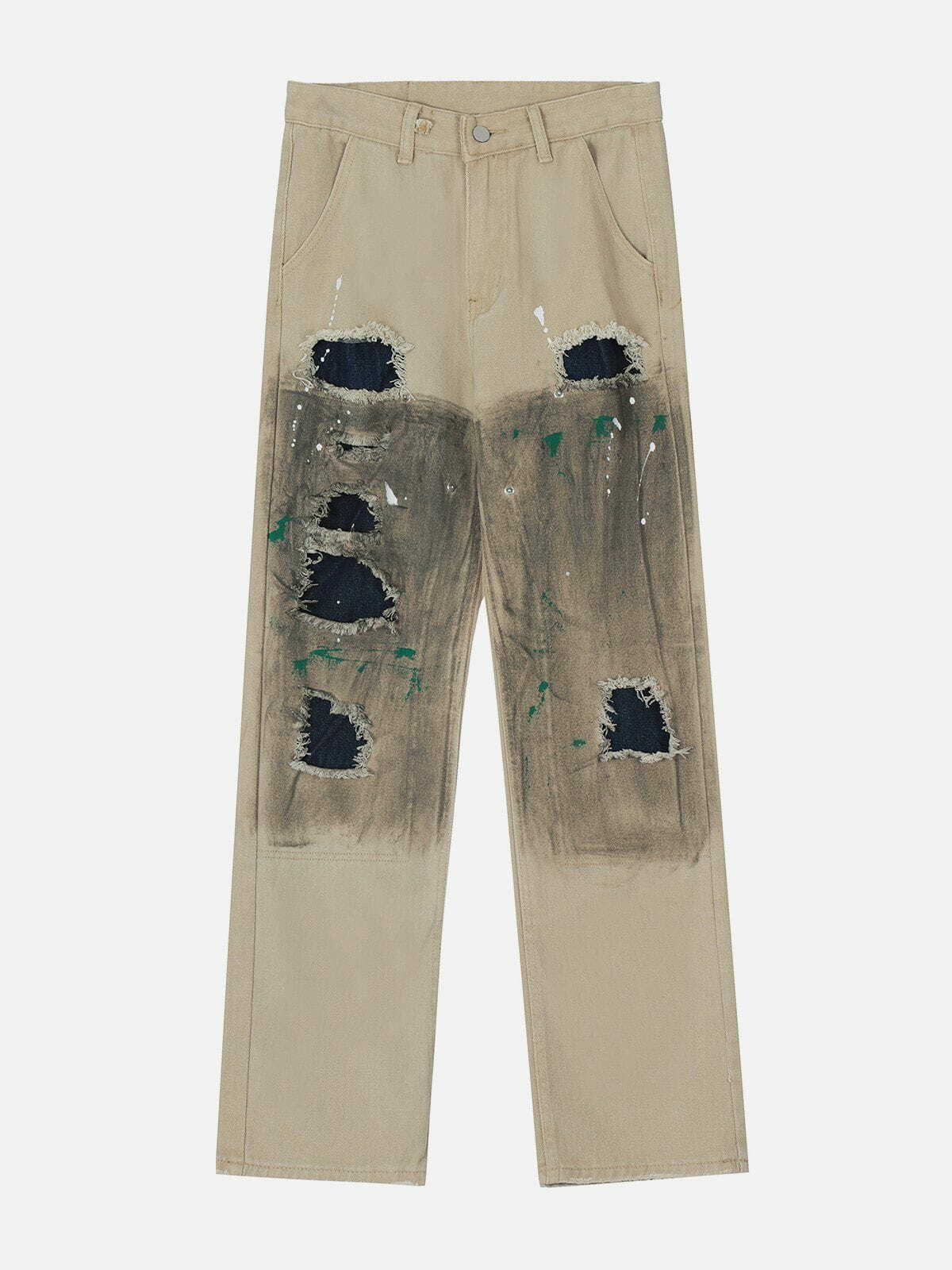 Y2K Tie Dye Splash Baggy Jeans - Trendy Grunge Style for Summer Outfits & Aesthetic Looks