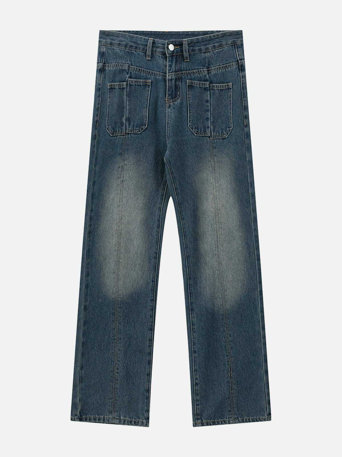 Y2K Vertical Pocket Jeans: Trendy Grunge Style for 90s Fashion Lovers & Aesthetic Outfits