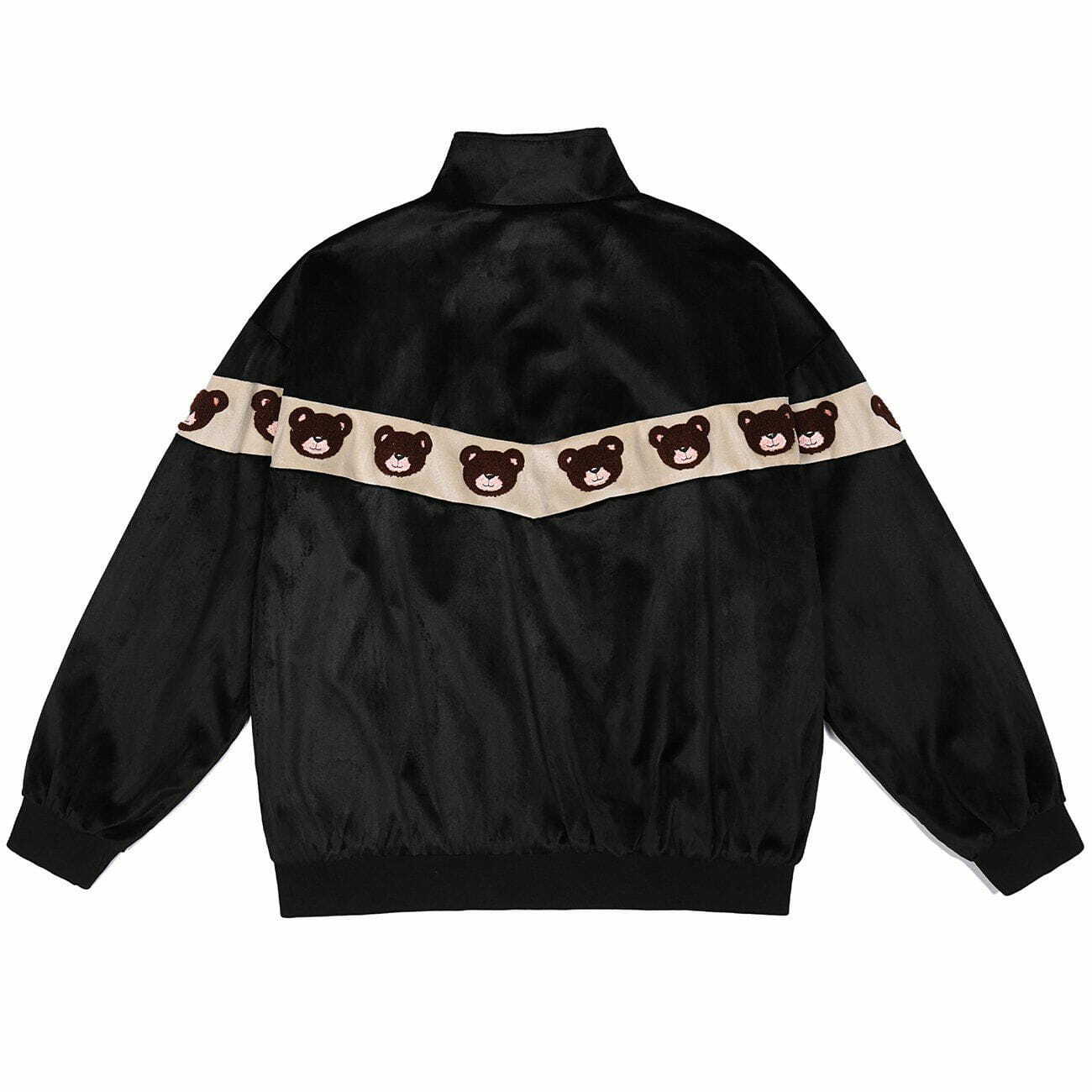 Y2K Vintage Bear Head Embroidered Jacket - Grunge Aesthetic, 90s Fashion, Cute Outfit Ideas