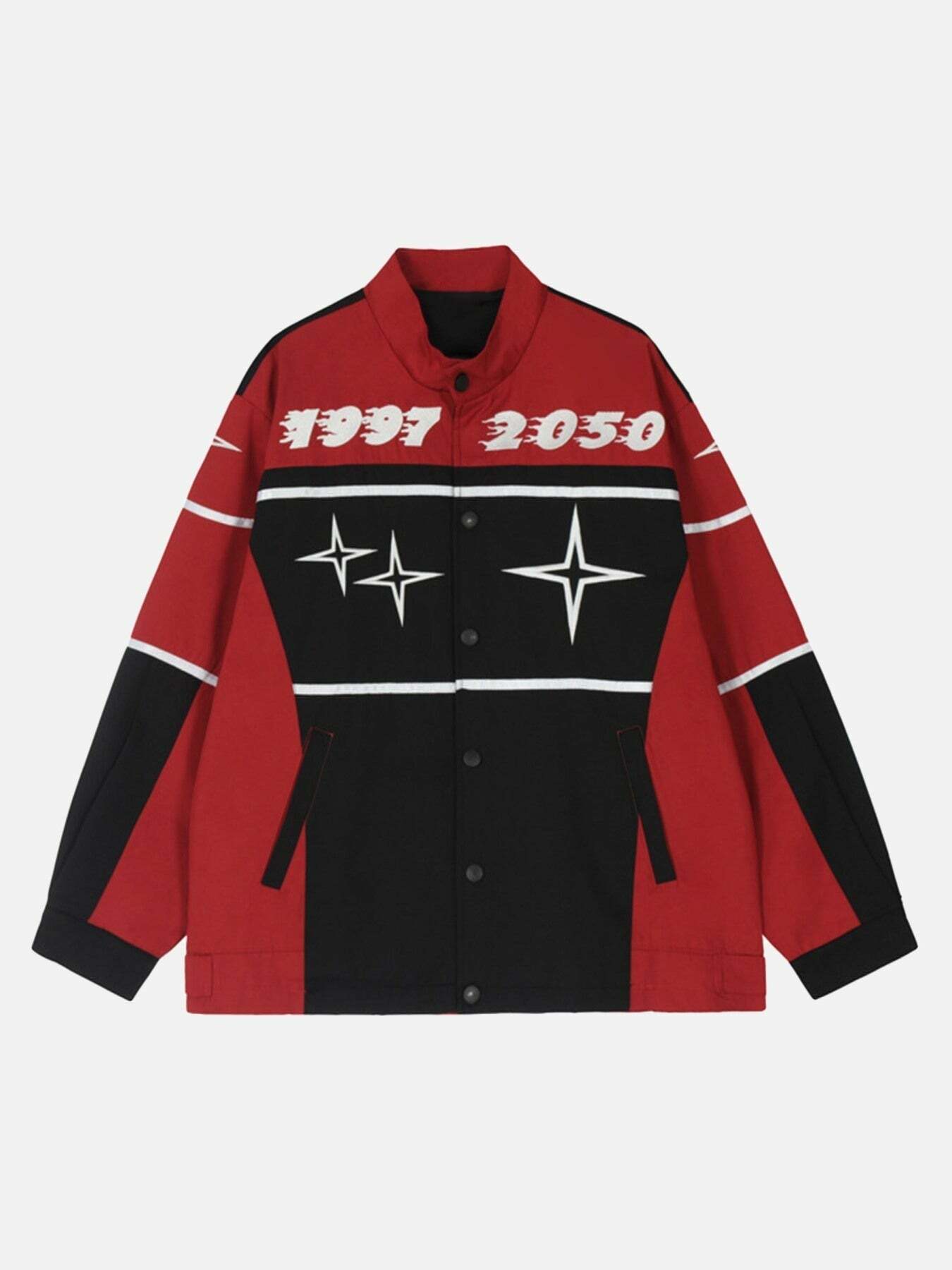 Y2K Vintage Biker Embroidered Jacket - Grunge Aesthetic Outerwear for 90s Fashion Lovers