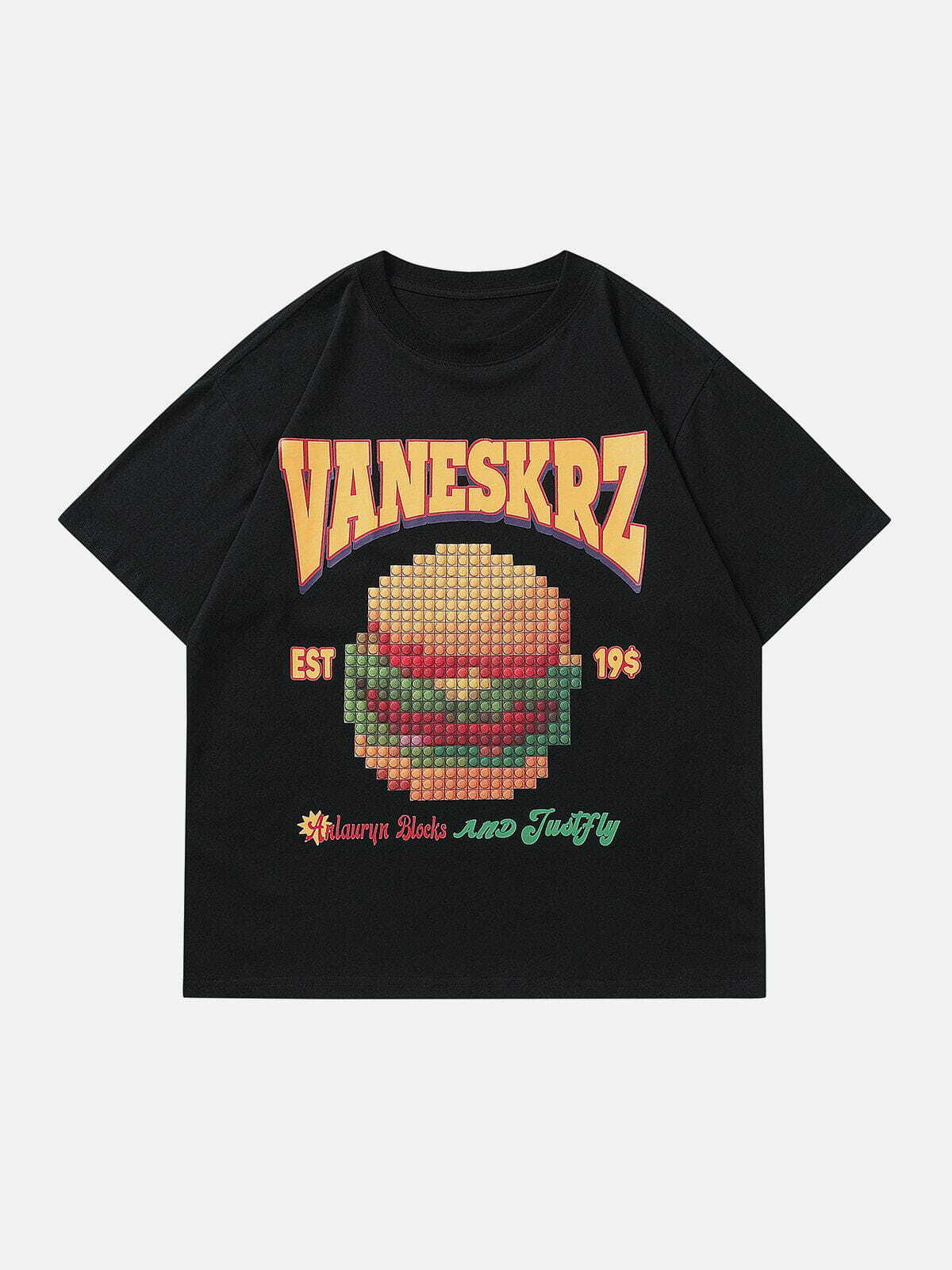 Y2K Vintage Burger Graphic Tee - Retro 90s Aesthetic Shirt for Grunge & Casual Summer Outfits