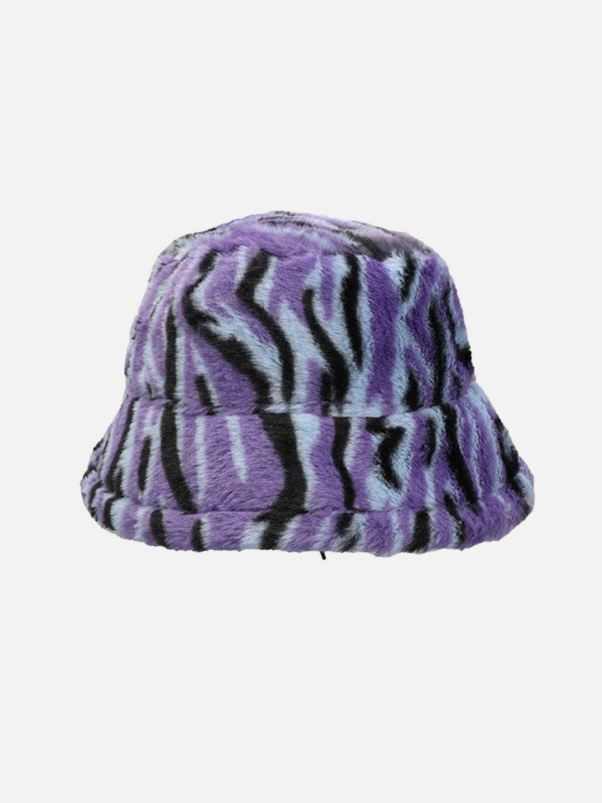 Y2K Vintage Contrast Striped Plush Bucket Hat for Grunge and 90s Fashion Aesthetic