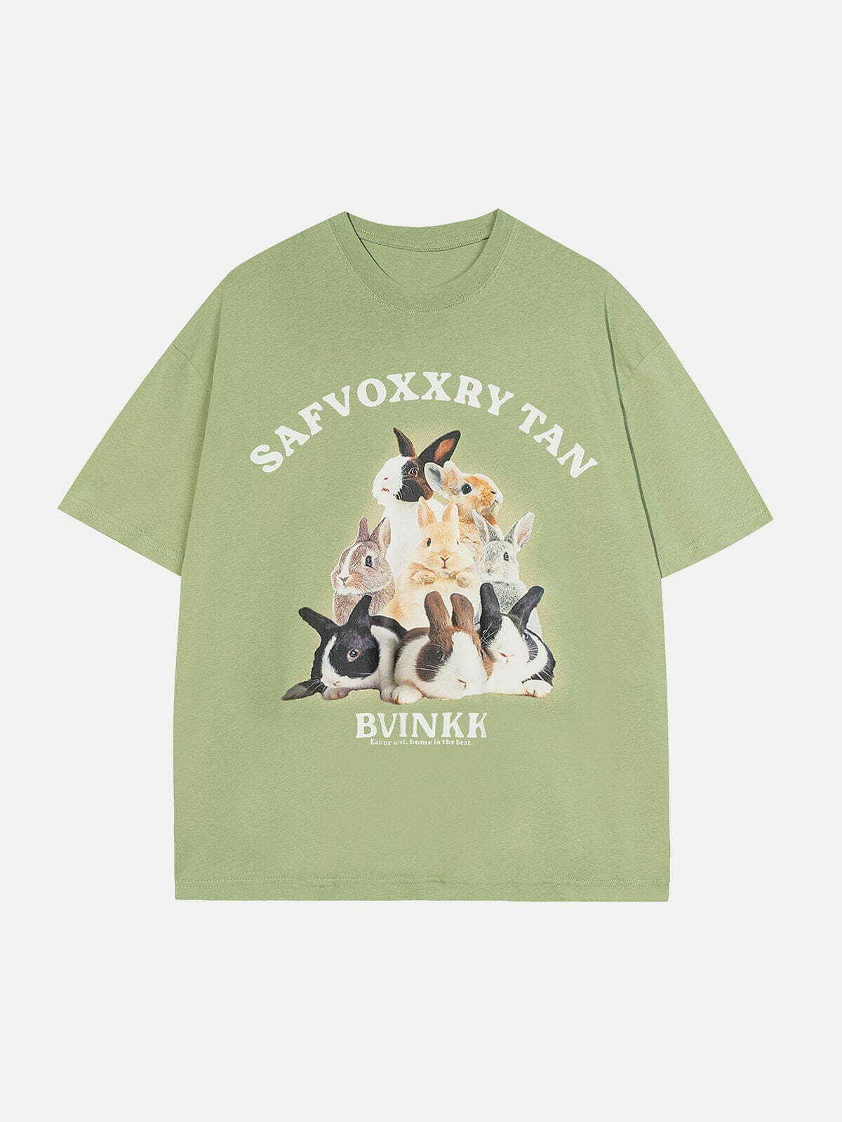 Y2K Vintage Cute Bunny Print Tee - Grunge Aesthetic Summer Outfit, 90s Style Graphic Top