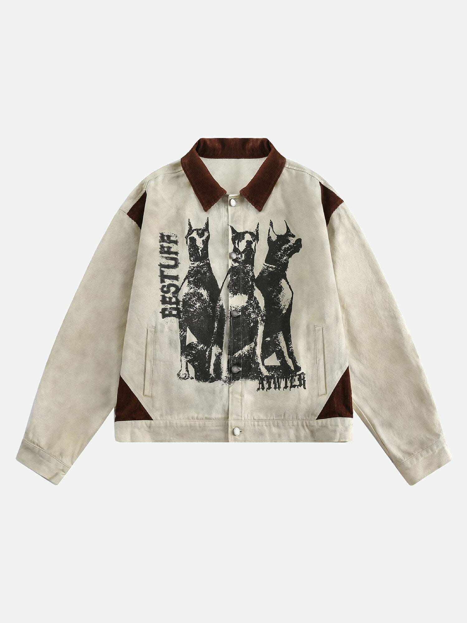 Y2K Vintage Distressed Graffiti Patchwork Jacket for Grunge and 90s Fashion Lovers