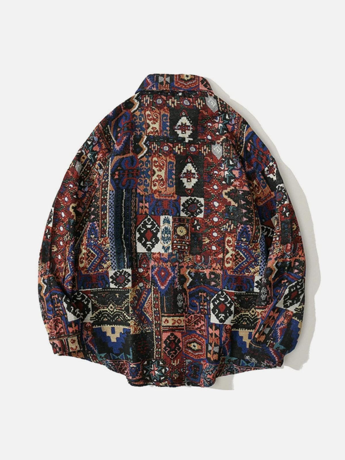 Y2K Vintage Geometric Embroidery Long Sleeve Shirt - 90s Grunge Aesthetic Fashion Top