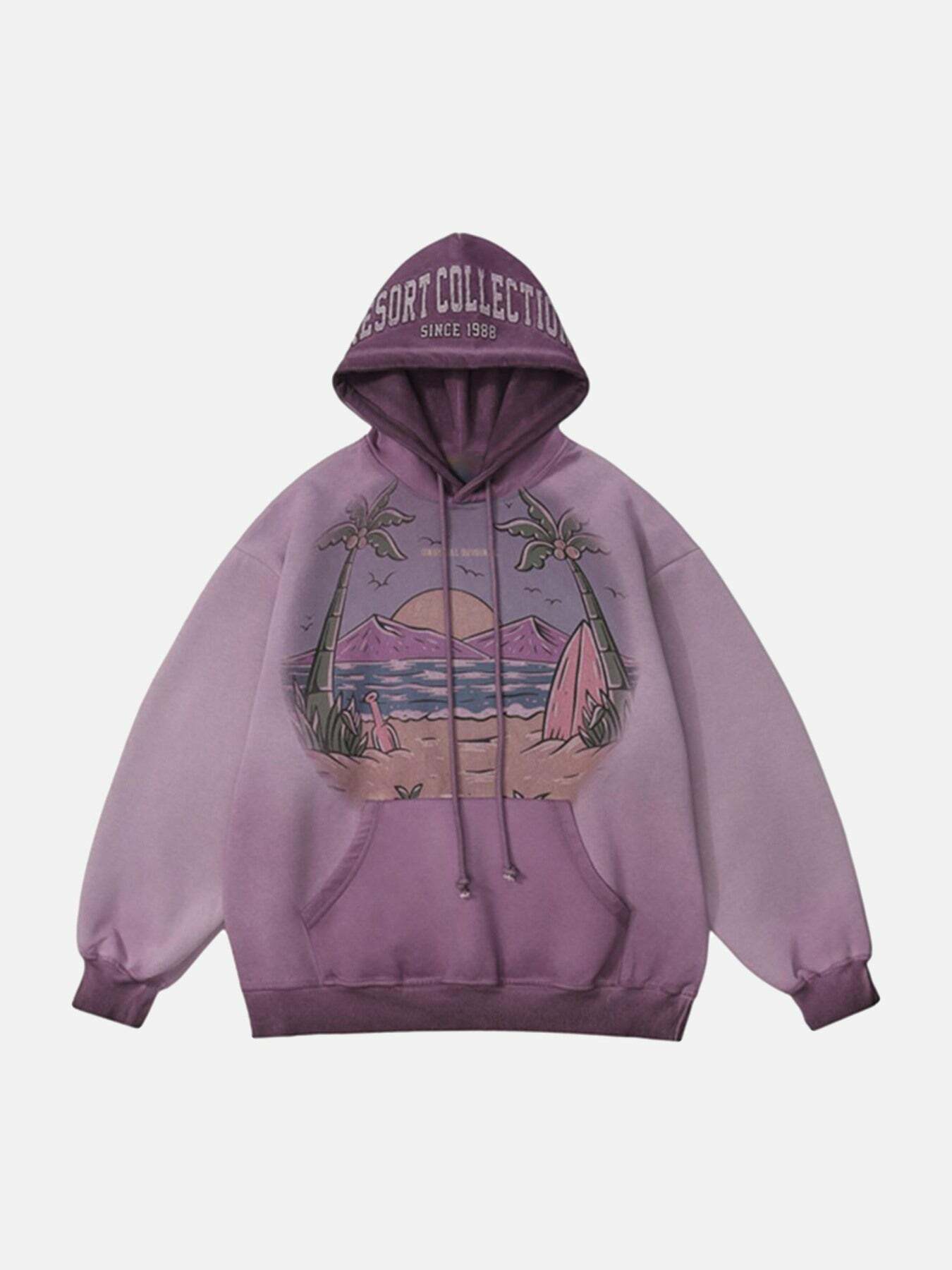 Y2K Vintage Gradient Hooded Sweatshirt - Baggy Grunge Style for Summer Outfits & Aesthetic Looks