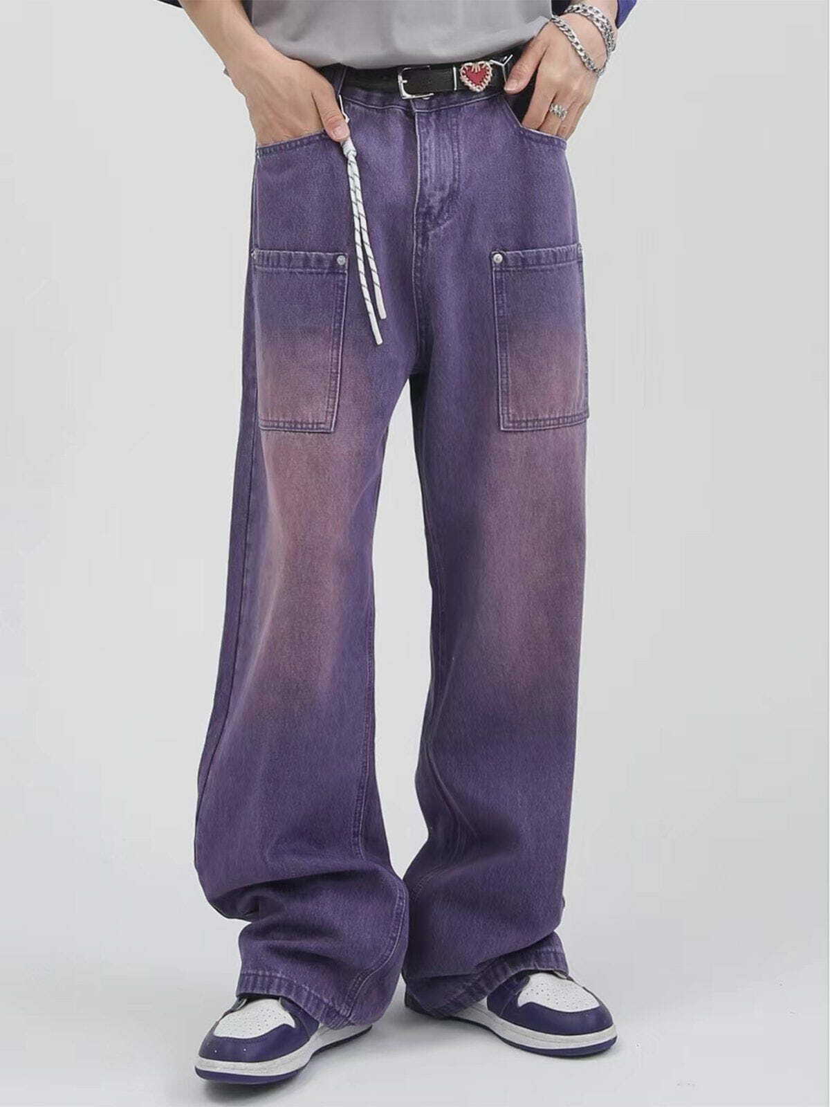 Y2K Vintage Gradient Wide Leg Jeans - 90s Grunge Style for Effortless Summer Outfits