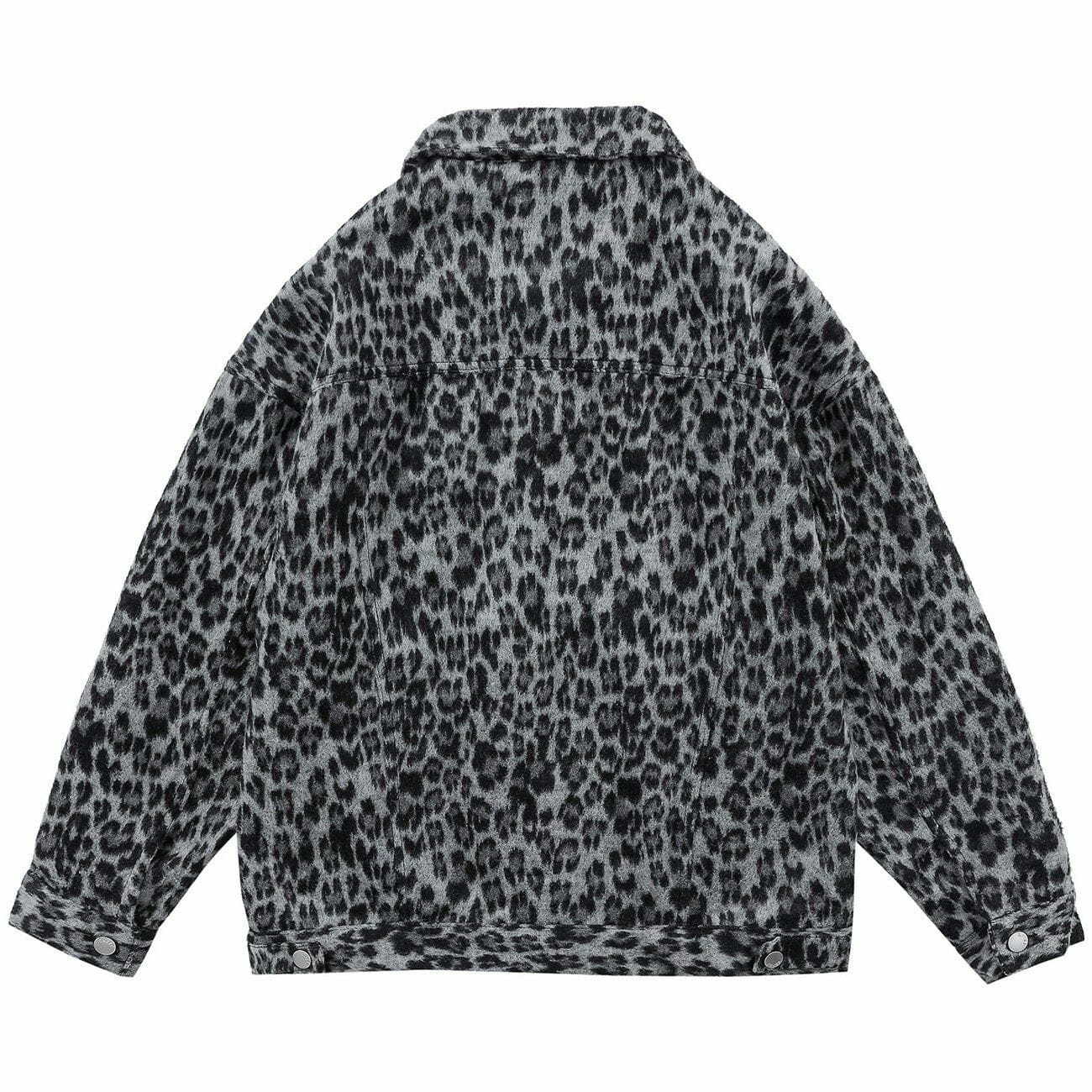 Y2K Vintage Leopard Print Jacket - Grunge Aesthetic Outerwear for 90s Fashion Lovers