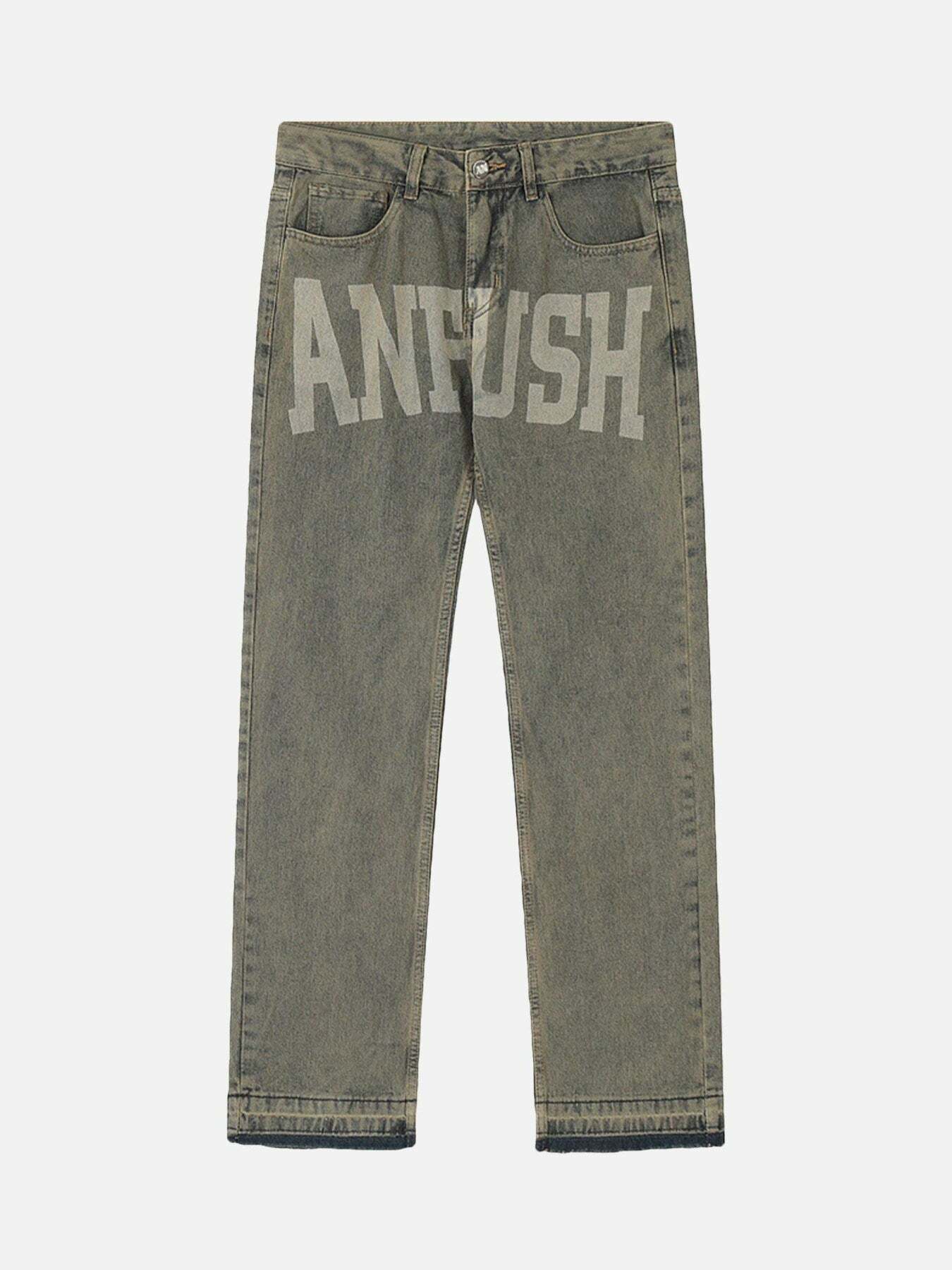 Y2K Vintage Letter Print Baggy Jeans - 90s Grunge Aesthetic, Retro Style, and Cute Outfit Ideas