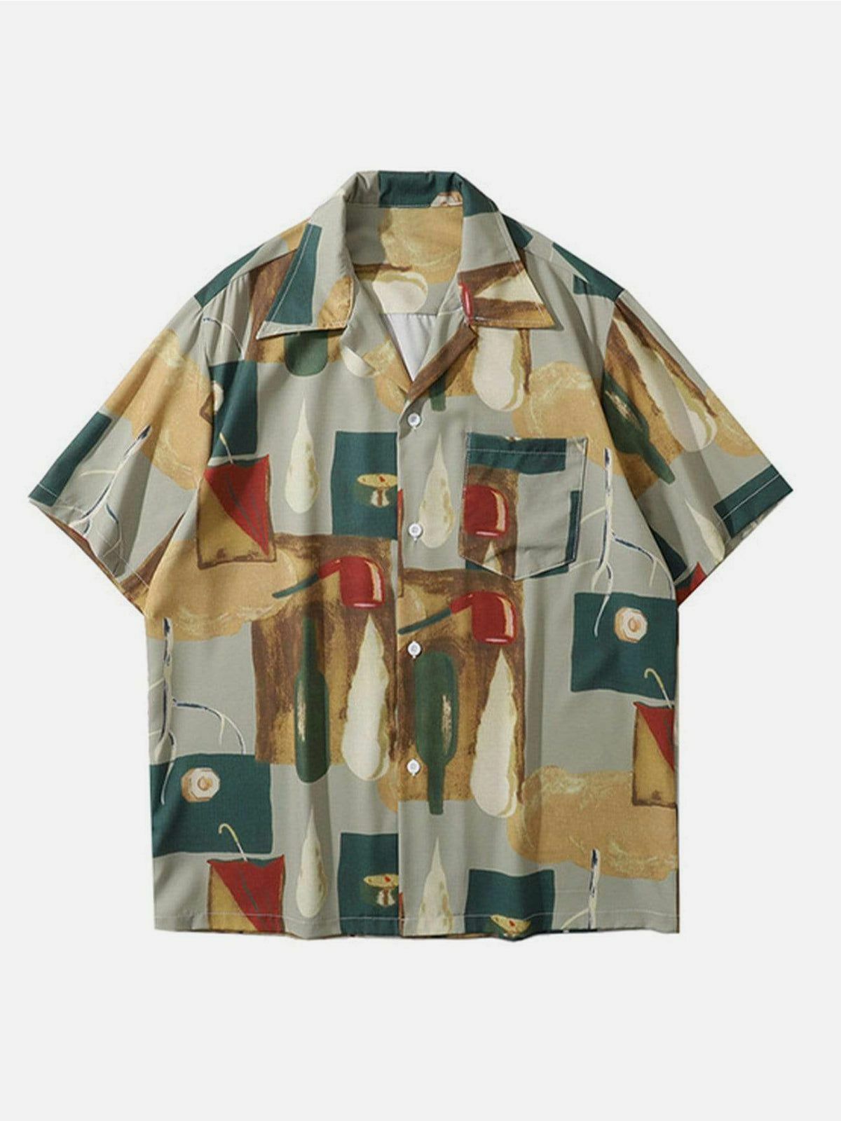 Y2K Vintage Oil Painting Pipe Print Shirt - Grunge Aesthetic, 90s Fashion, Cute Outfit Ideas