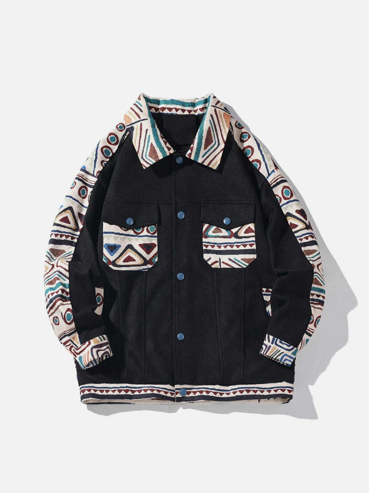 Y2K Vintage Patchwork Jacket - Grunge Aesthetic Outerwear for 90s Fashion Lovers