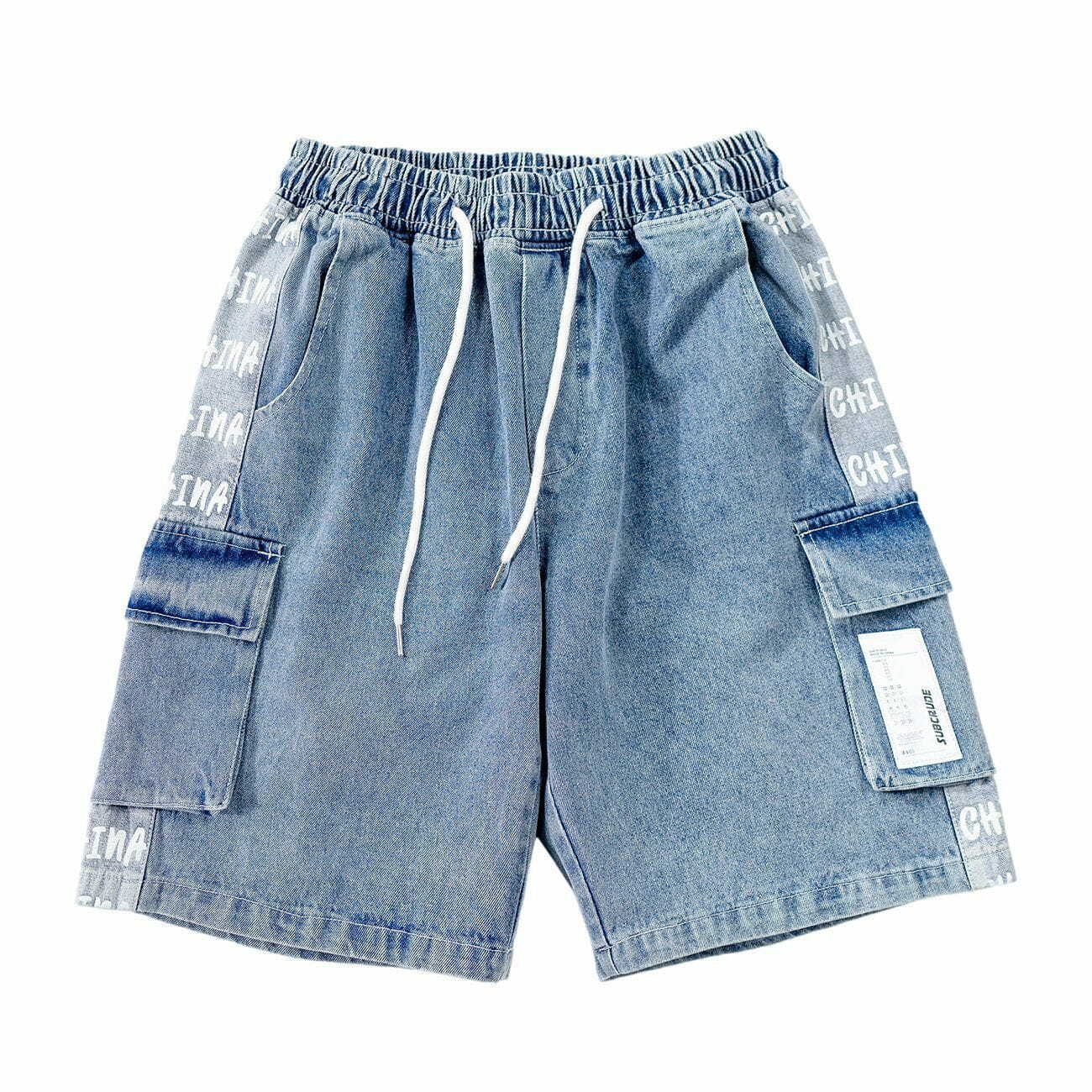 Y2K Vintage Stitching Pocket Denim Shorts for Summer: Trendy 90s Grunge Aesthetic Outfit