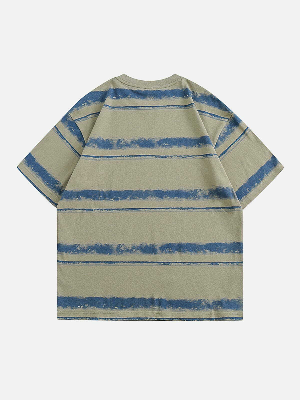 Y2K Vintage Stripe Cotton Tee - Retro 90s Aesthetic Top for Grunge & Coquette Style Outfits