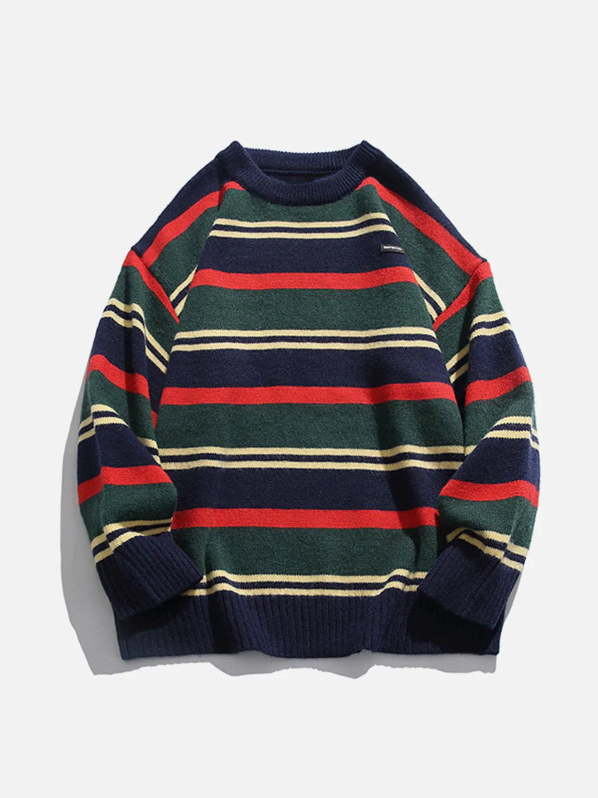 Y2K Vintage Stripe Patchwork Sweater - 90s Grunge Aesthetic, Cute Outfit Ideas for Summer