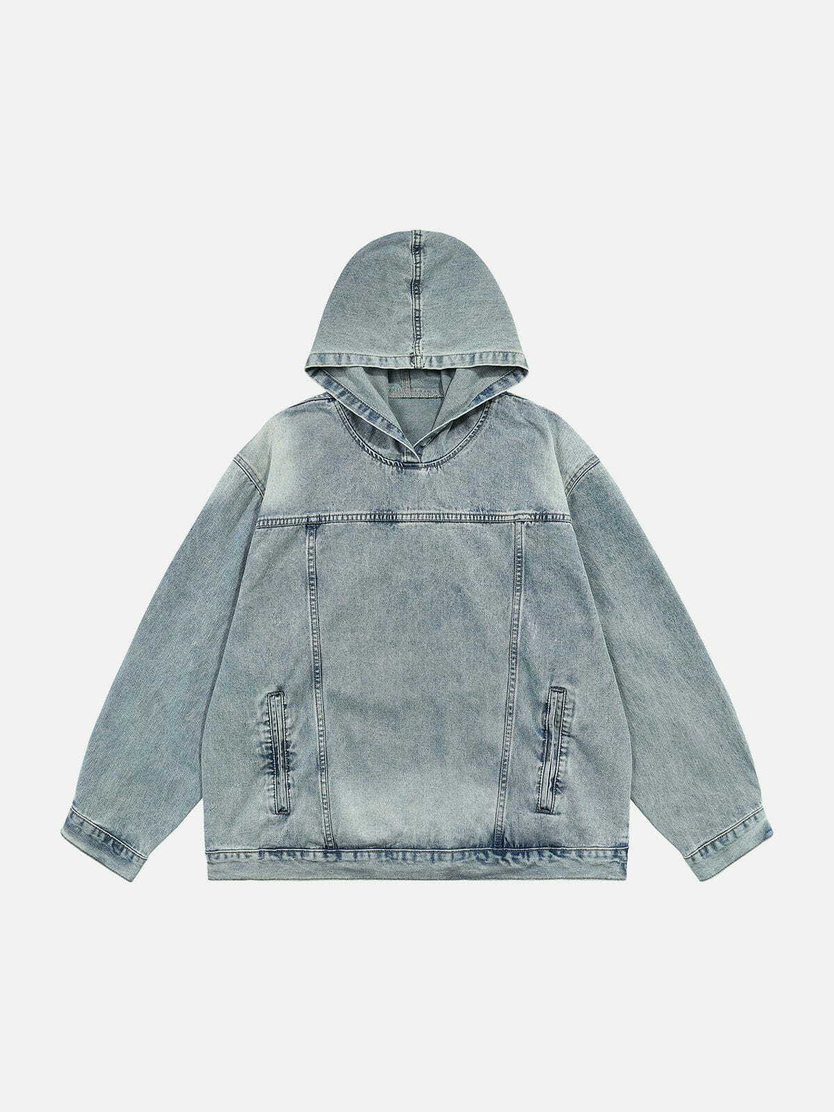 Y2K Washed Denim Hoodie: Vintage Grunge Style for Effortless Summer Outfits & Aesthetic Looks