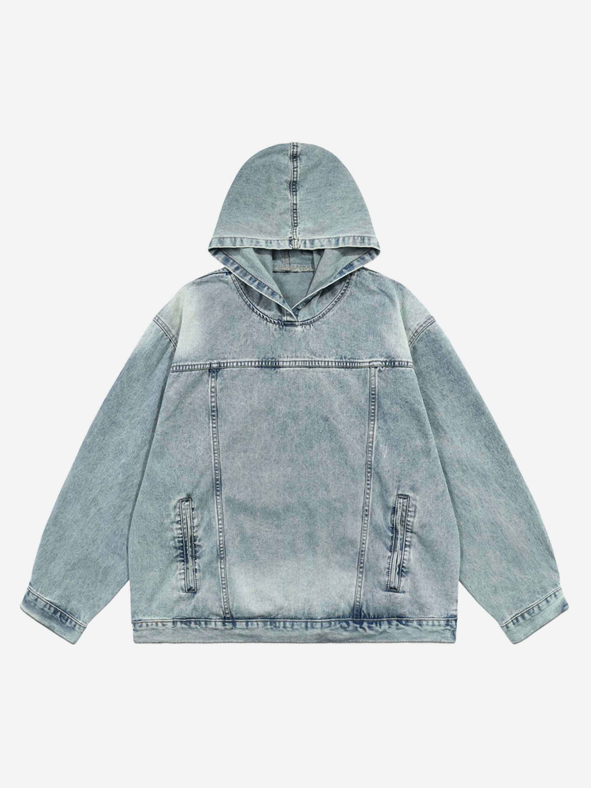 Y2K Washed Denim Hoodie: Vintage Grunge Style for Effortless Summer Outfits & Aesthetic Looks