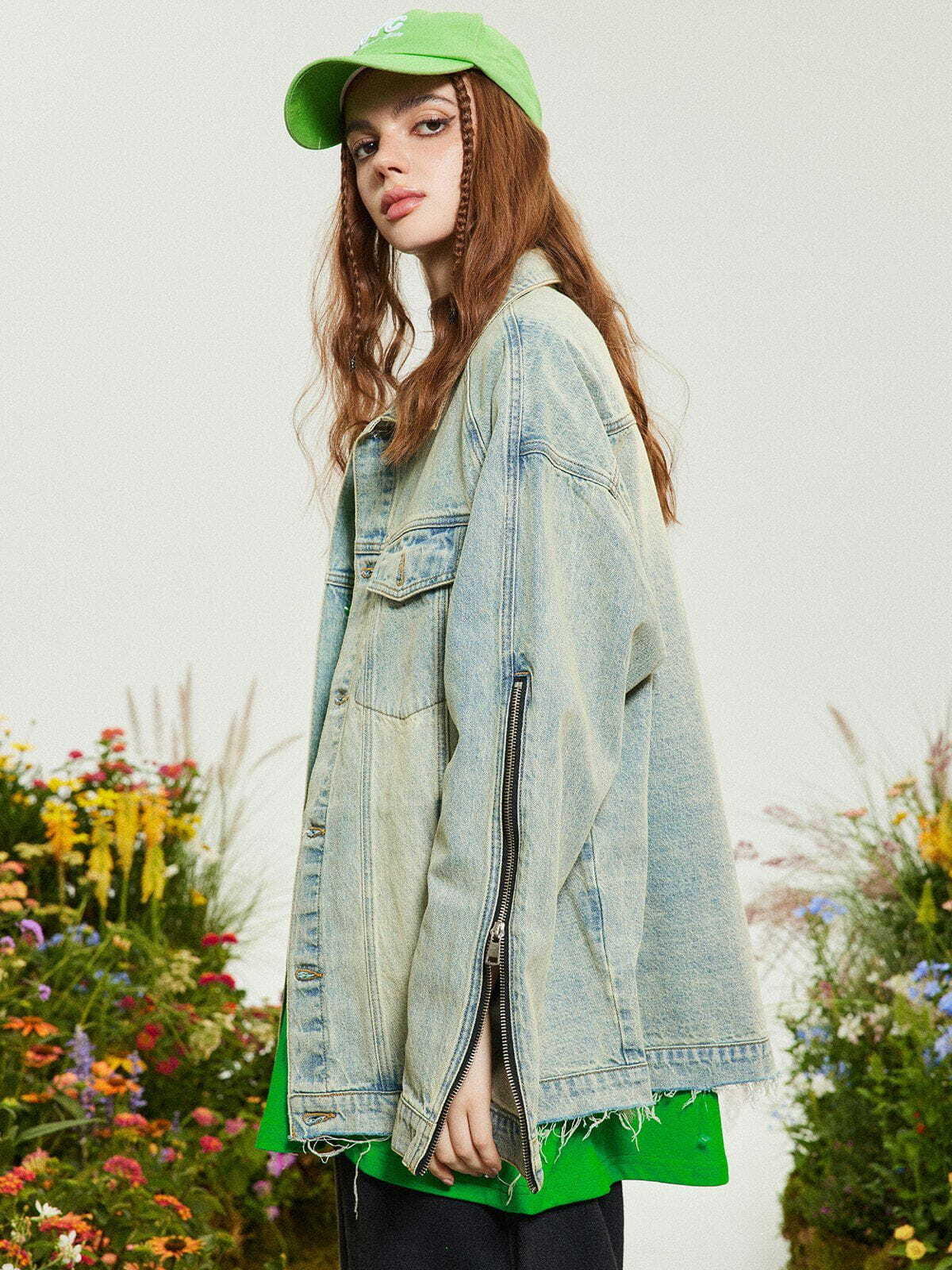 Y2K Washed Denim Jacket - Vintage 90s Grunge Style, Perfect for Summer Outfits & Aesthetic Looks