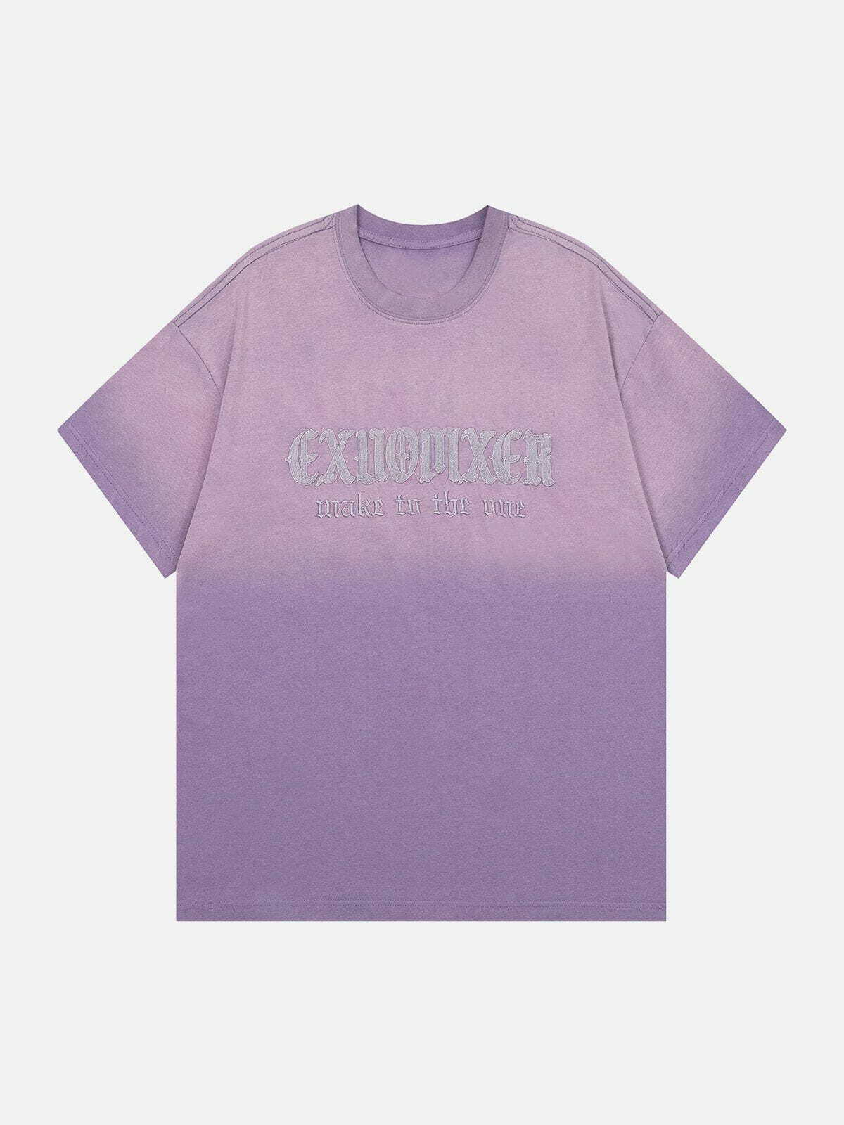 Y2K Washed Gradient Tee - Vintage 90s Aesthetic, Grunge Style, Perfect for Summer Outfits