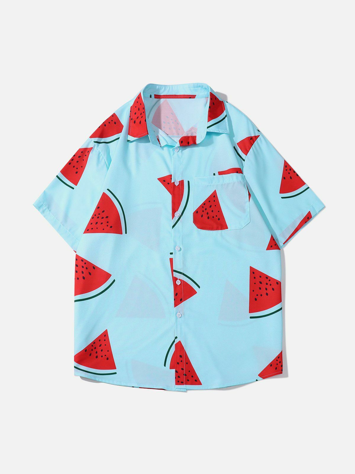 Y2K Watermelon Print Short Sleeve Shirt - Cute Summer Outfit for 90s Fashion Lovers