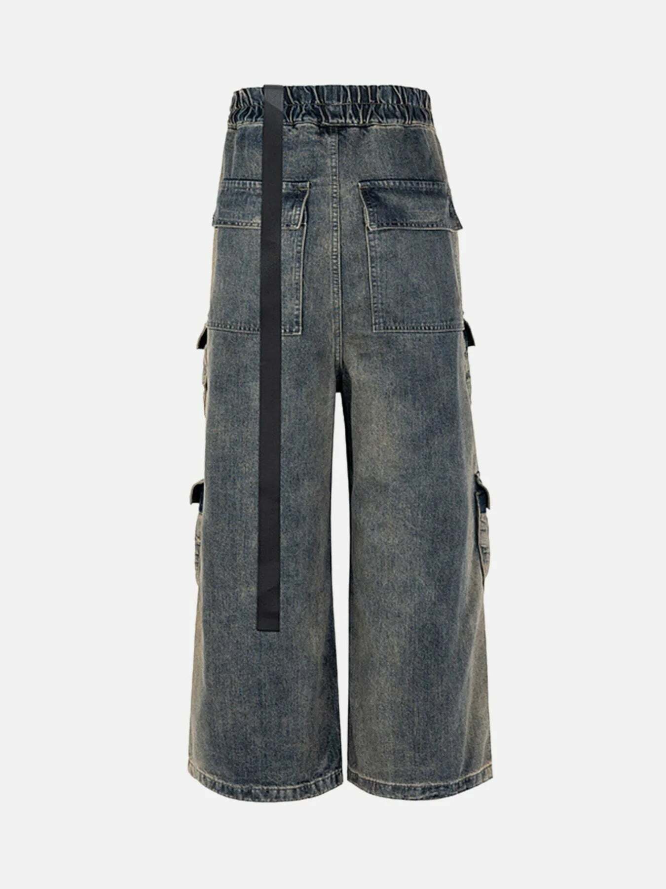 Y2K Wide Leg Multi-Pocket Cargo Jeans - Trendy 90s Grunge Style for Effortless Summer Outfits