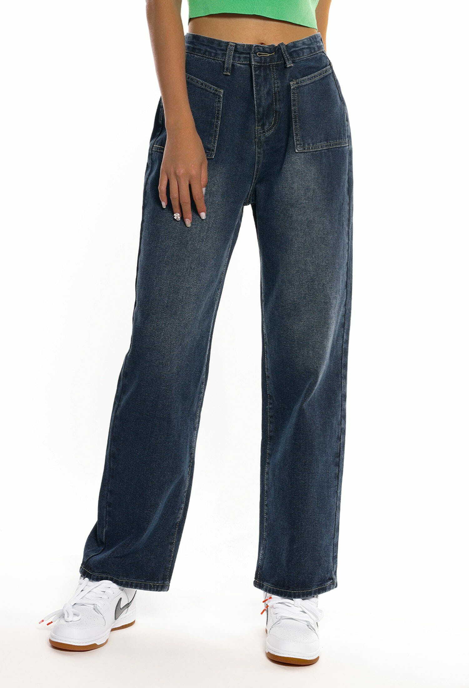 Y2K Wide Leg Straight Jeans - Vintage 90s Grunge Style, Perfect for Summer Outfits & Aesthetic Looks